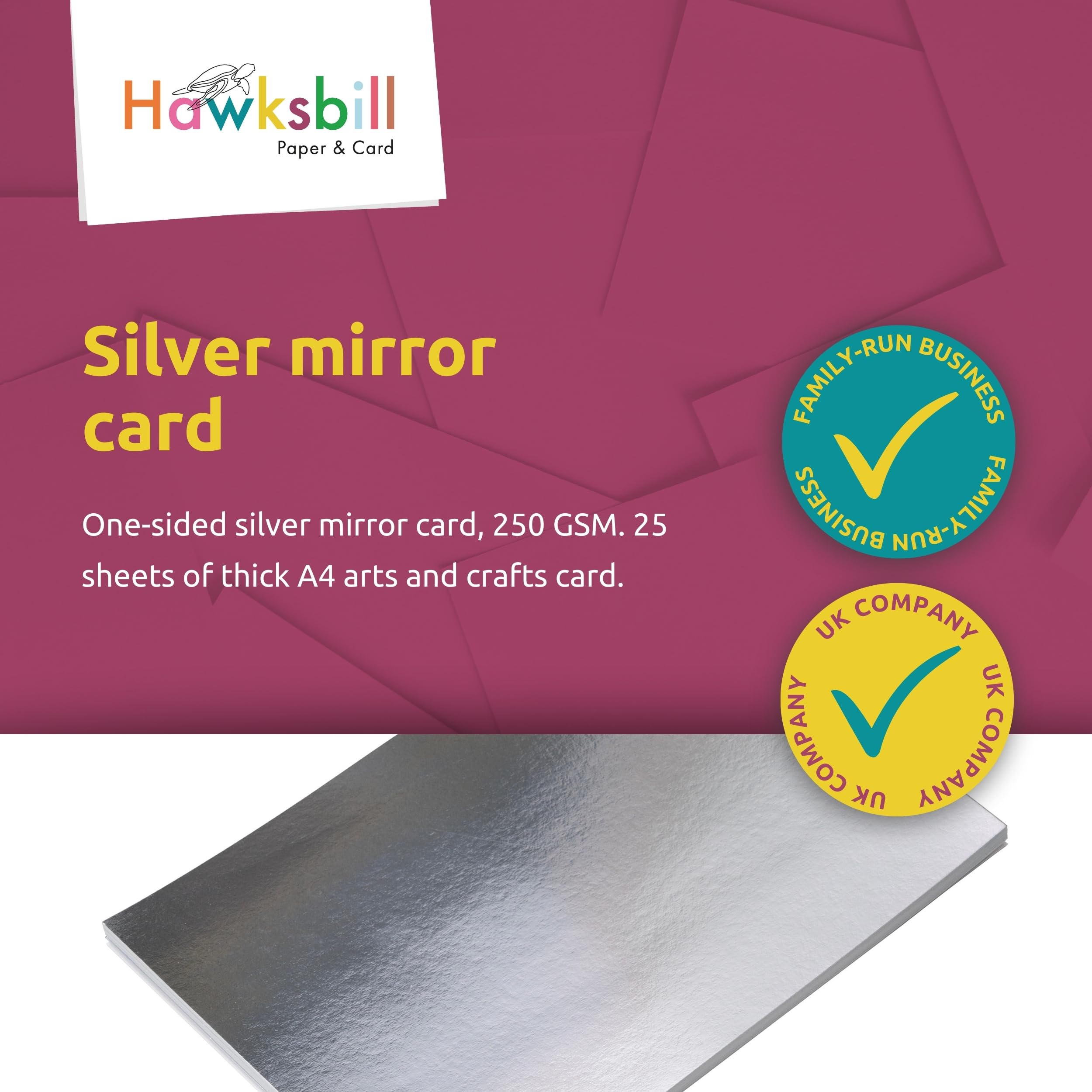 Hawksbill Silver Mirror Card Stock - 25 Sheets A4, 250 GSM Reflective Paper | Die Cutting Ready 5