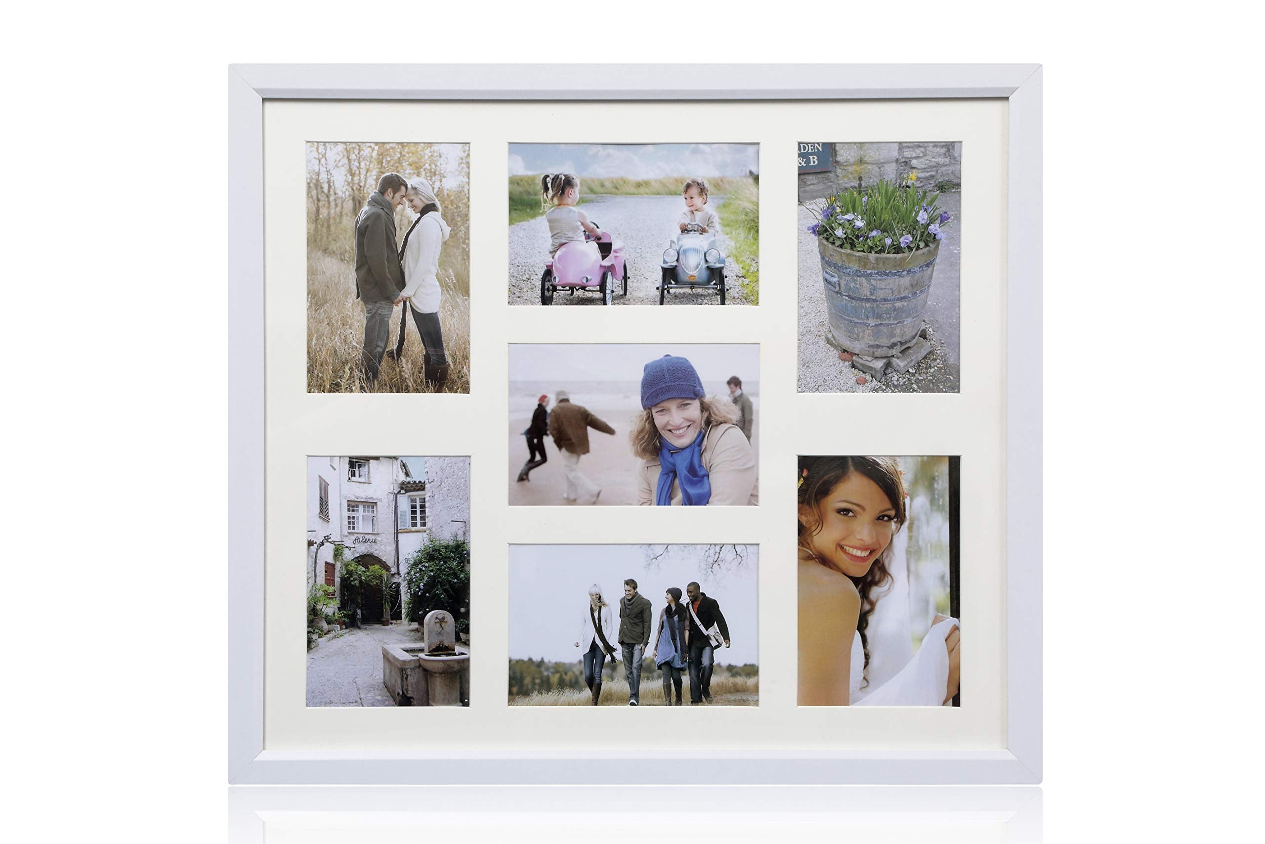 ARPAN MDF Multi Aperture Collage Frame for 7 Photos: 4 x 6"x4" and 3 x 4"x6" | White