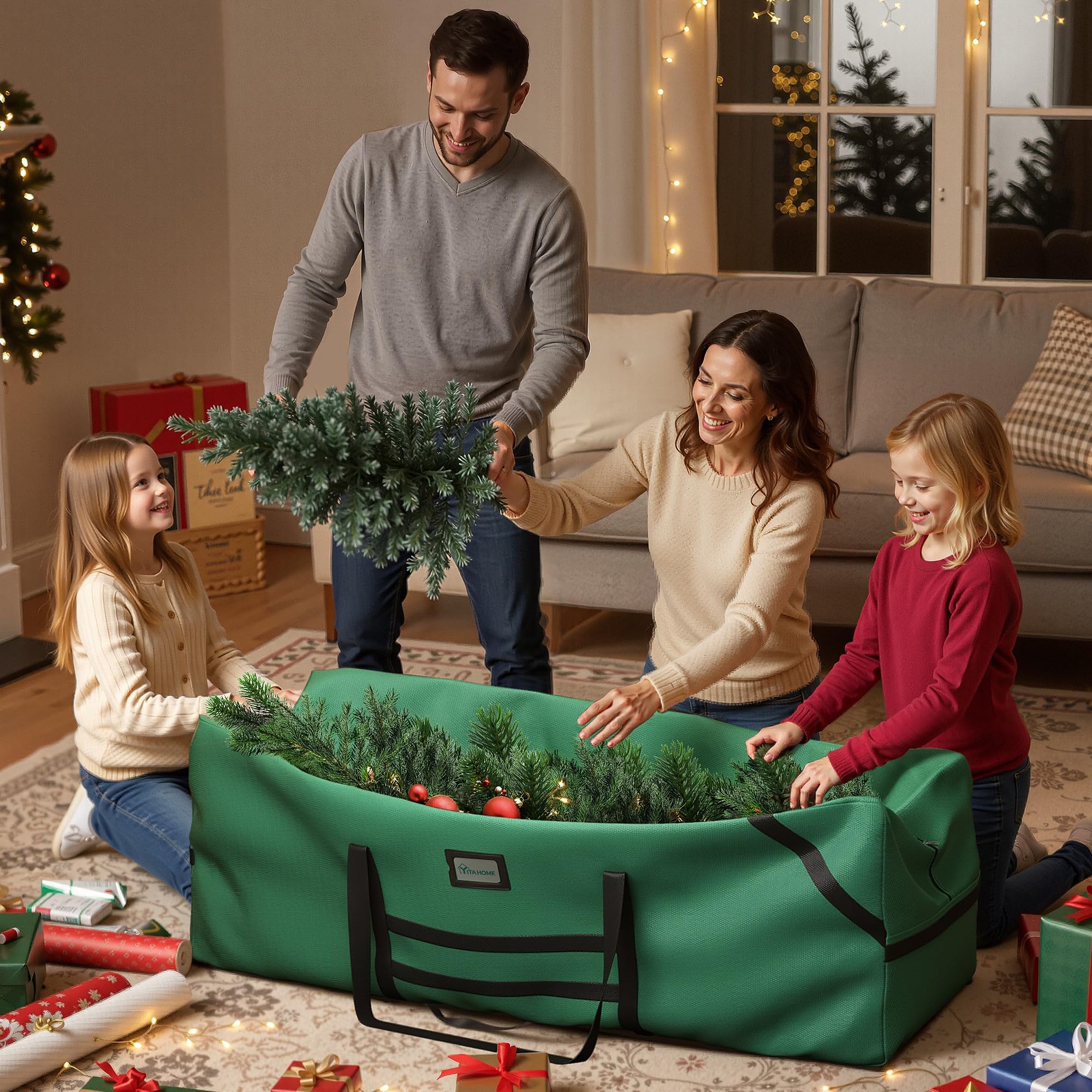 YITAHOME Christmas Tree Storage Bag - Waterproof, Durable, Fits Trees up to 9 ft | Green 4
