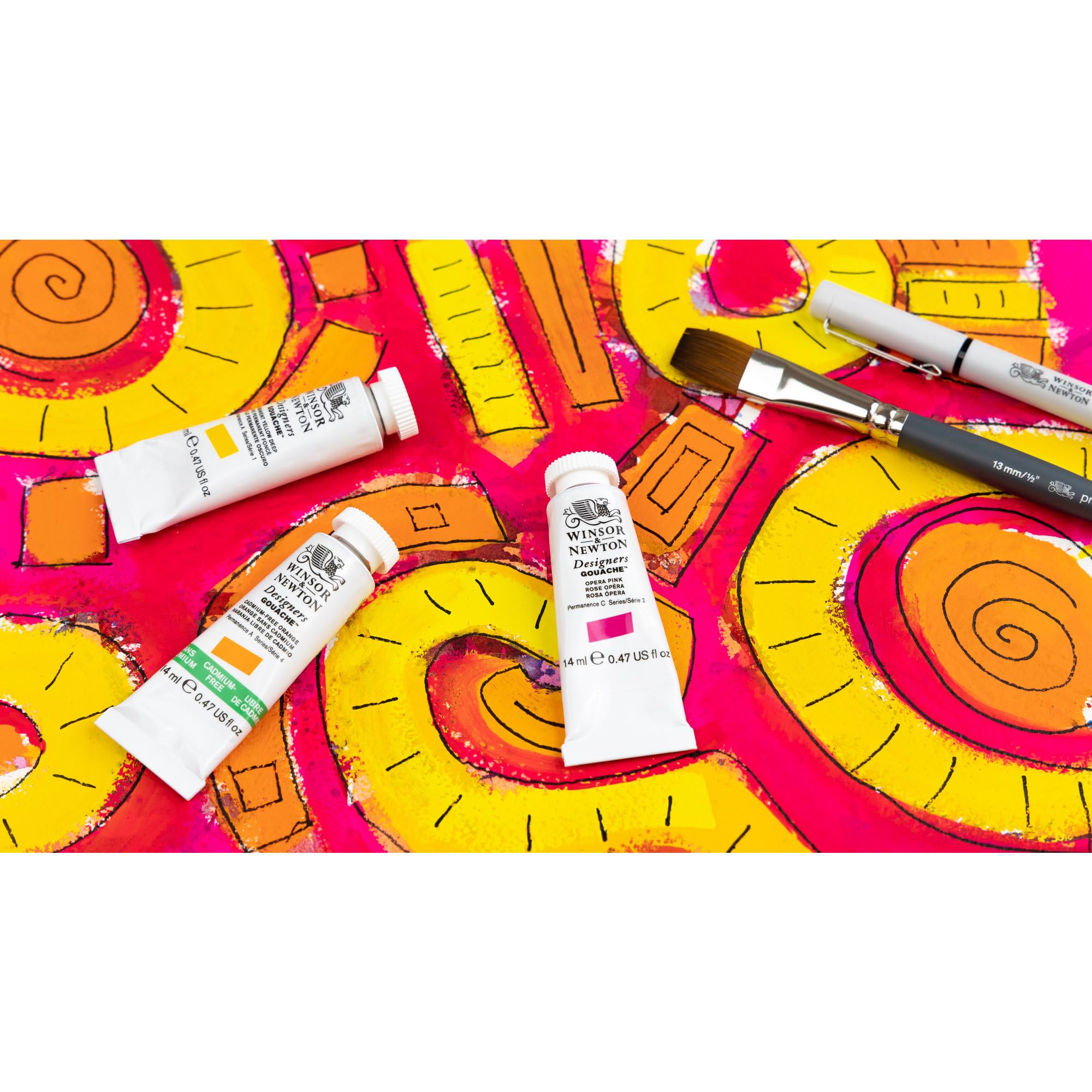 Winsor & Newton Designers Gouache Primary Colour Paint Set - Opaque Matt Finish | 6 x 14 ml Tubes 4