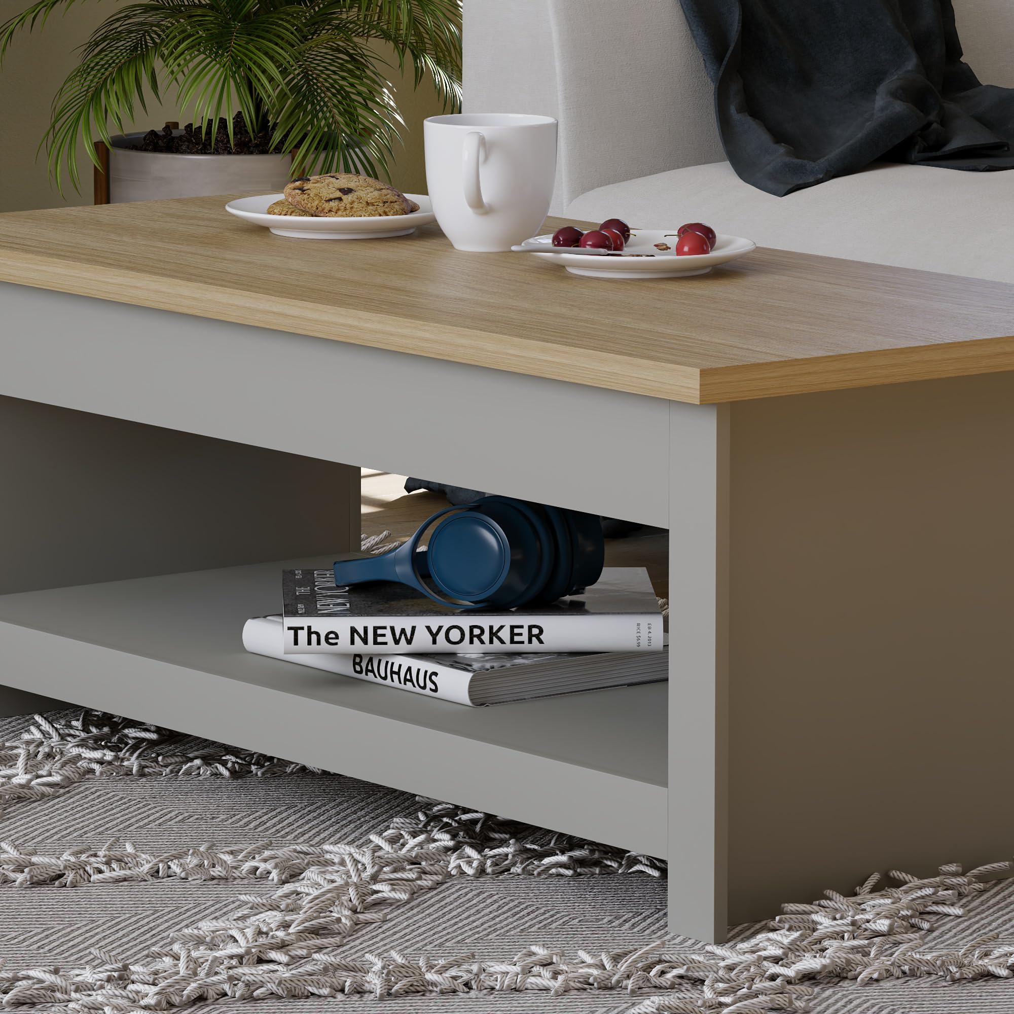 Vida Designs Arlington Coffee Table - Modern Design, 1 Shelf Storage | Grey & Oak | 105cm Wide 6