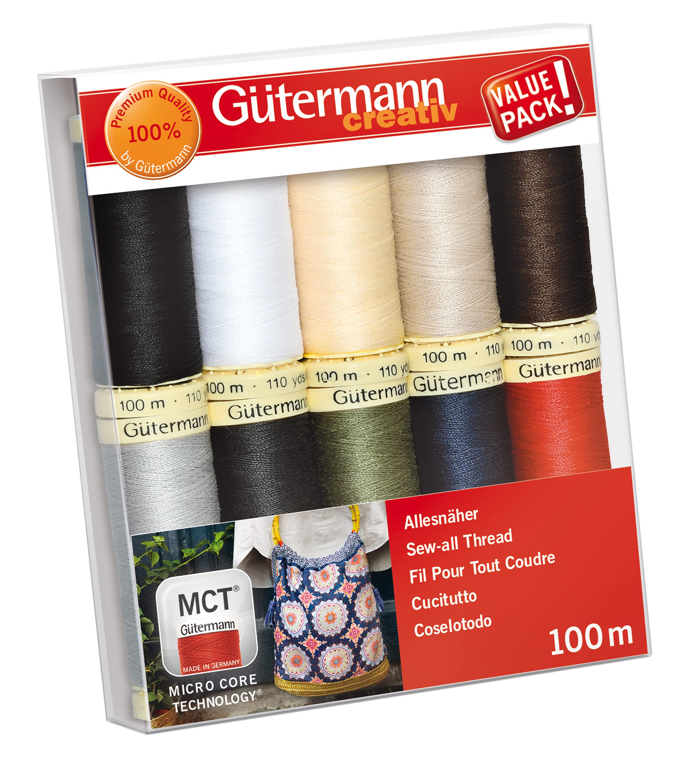 Gütermann Sew-all All-Purpose Sewing Thread - Basic Colors Set | 10 Spools | 100m Each 1