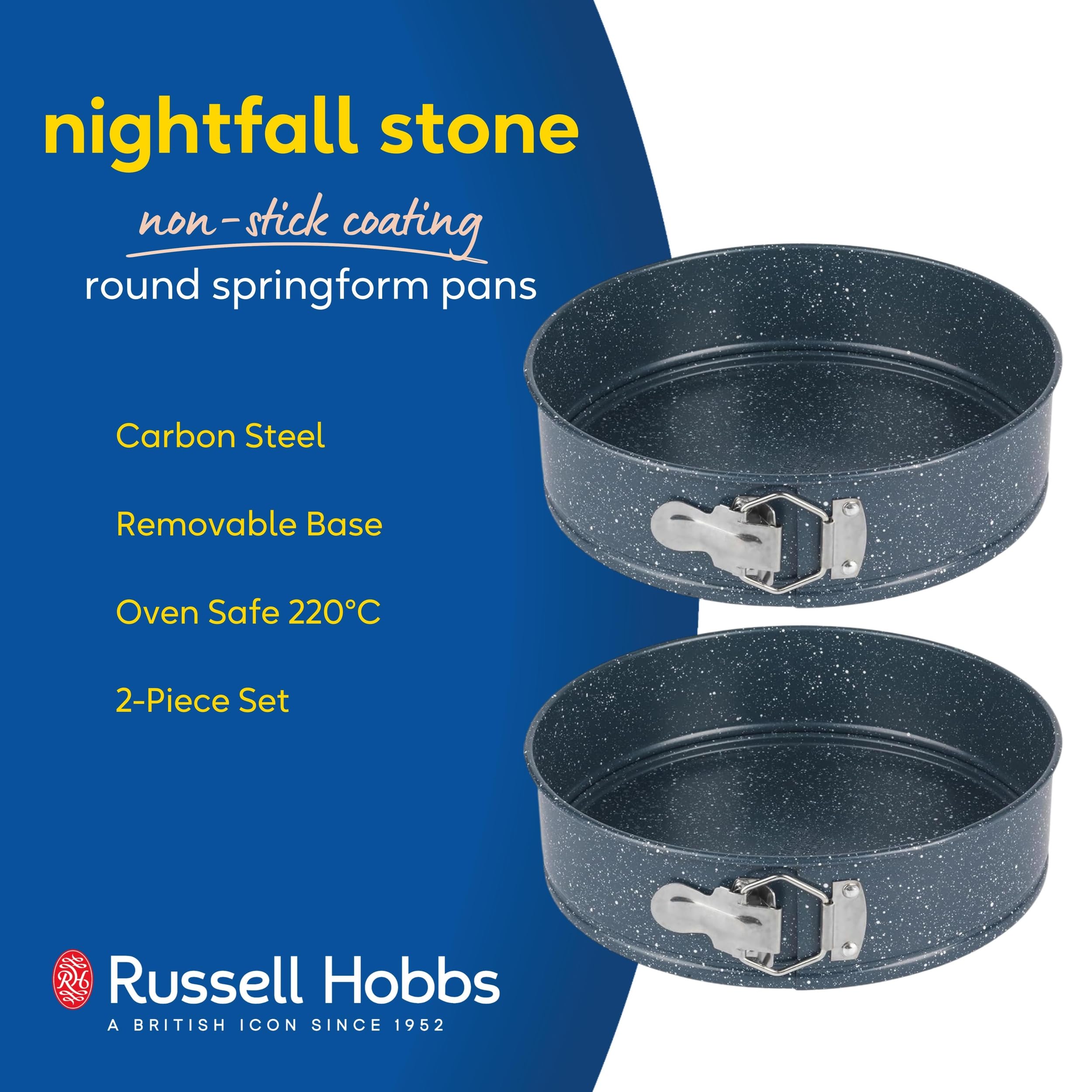 Russell Hobbs COMBO-8234 Springform Cake Tin Set of 2, 24 cm, Non-Stick Carbon Steel 2