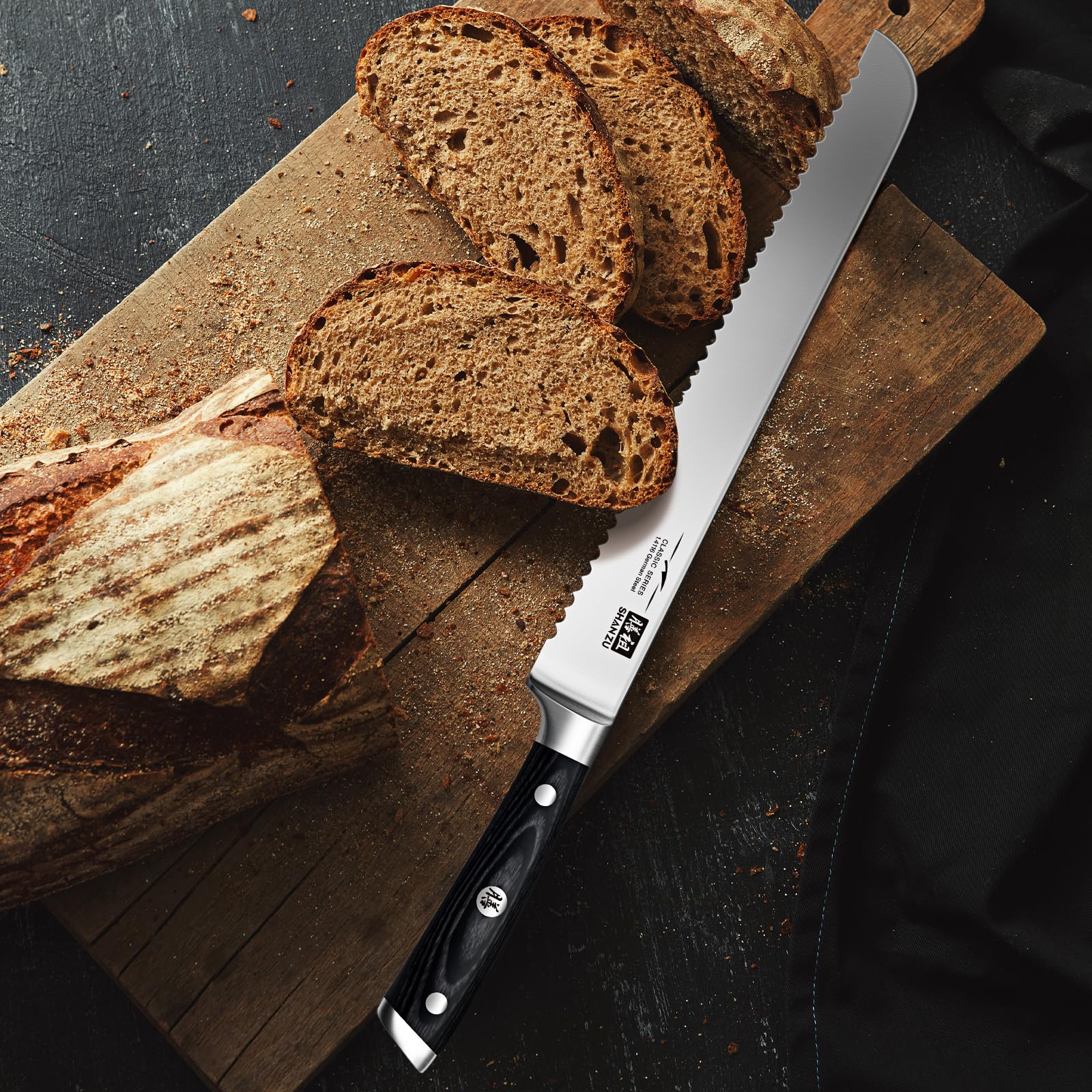 SHAN ZU 8-inch Serrated Bread Knife | German Stainless Steel | Pakkwood Handle | SZCS-2017-012 7