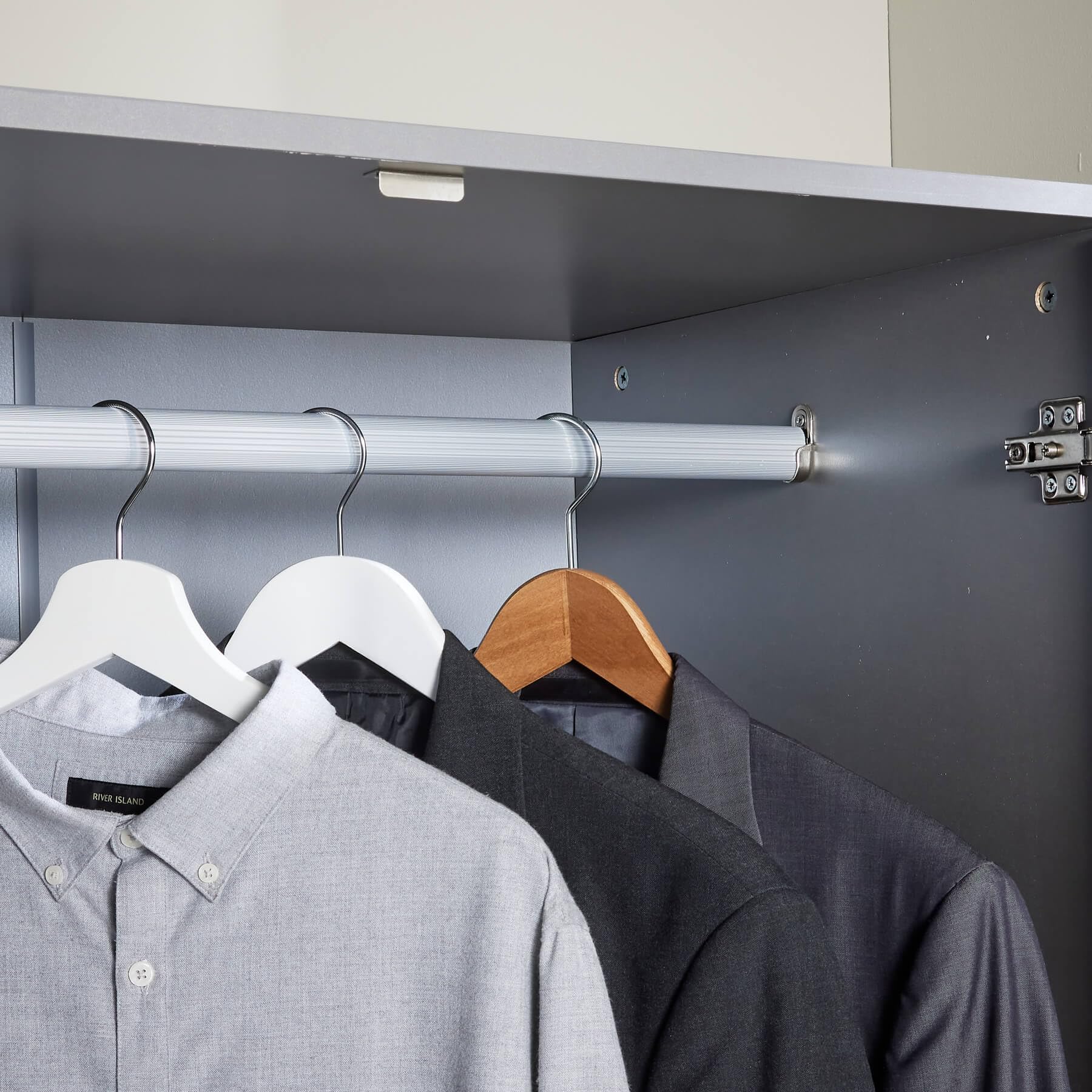 Home Source Phoenix Wardrobe - 2 Doors, 3 Drawers | Grey | 181cm H x 75cm W x 50cm D | Engineered Wood 5