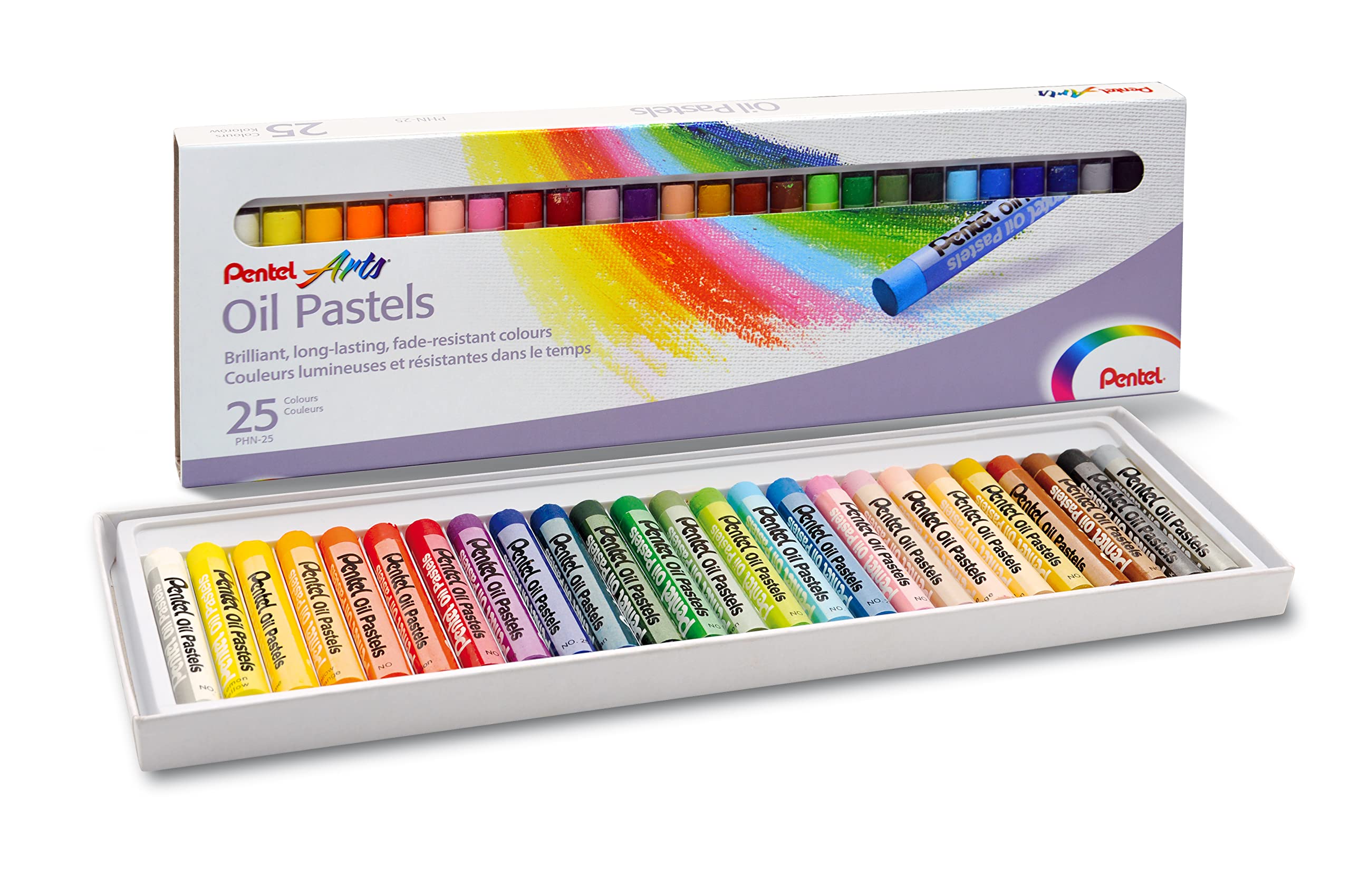 Pentel Arts Oil Pastels - Brilliant Fade-Resistant Colours | Pack of 25 Sticks 1