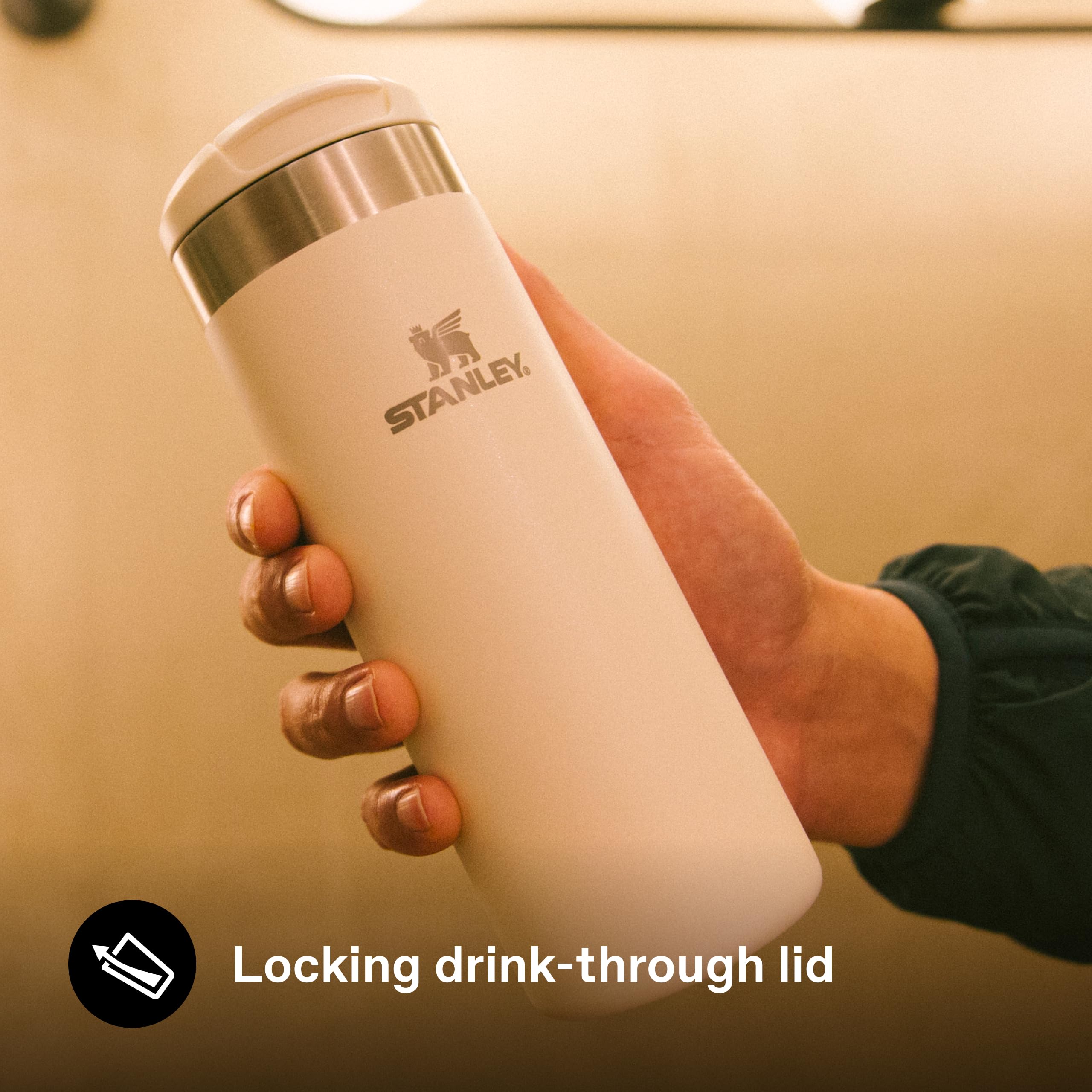 STANLEY Aerolight Transit Travel Mug 0.47L | 6 Hrs Hot, 8 Hrs Cold | Leakproof | Cream Gloss 7