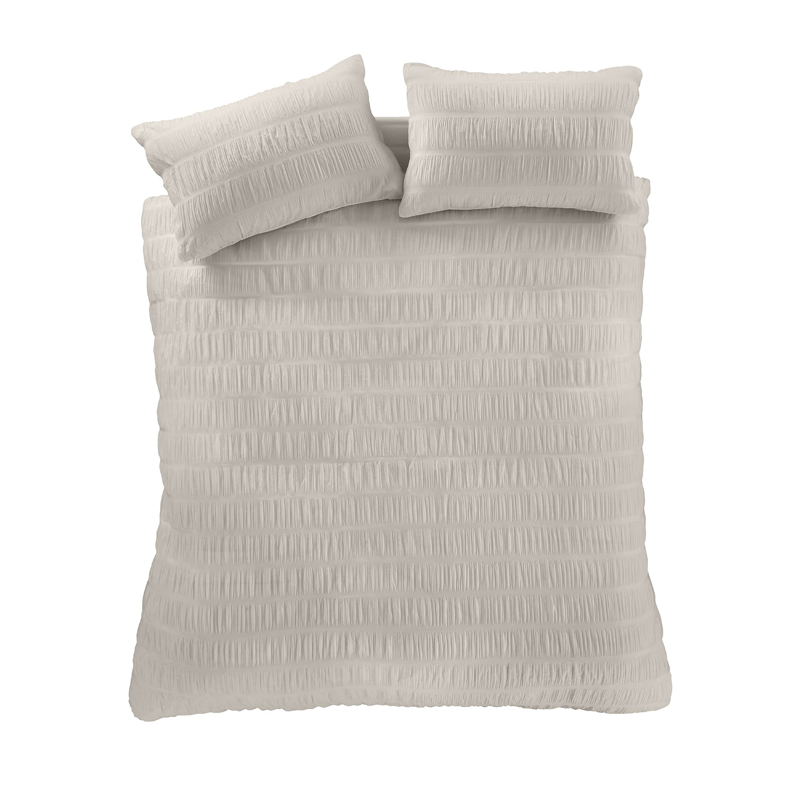 Catherine Lansfield Seersucker King Duvet Cover Set with 2 Pillowcases | 55% Cotton 5