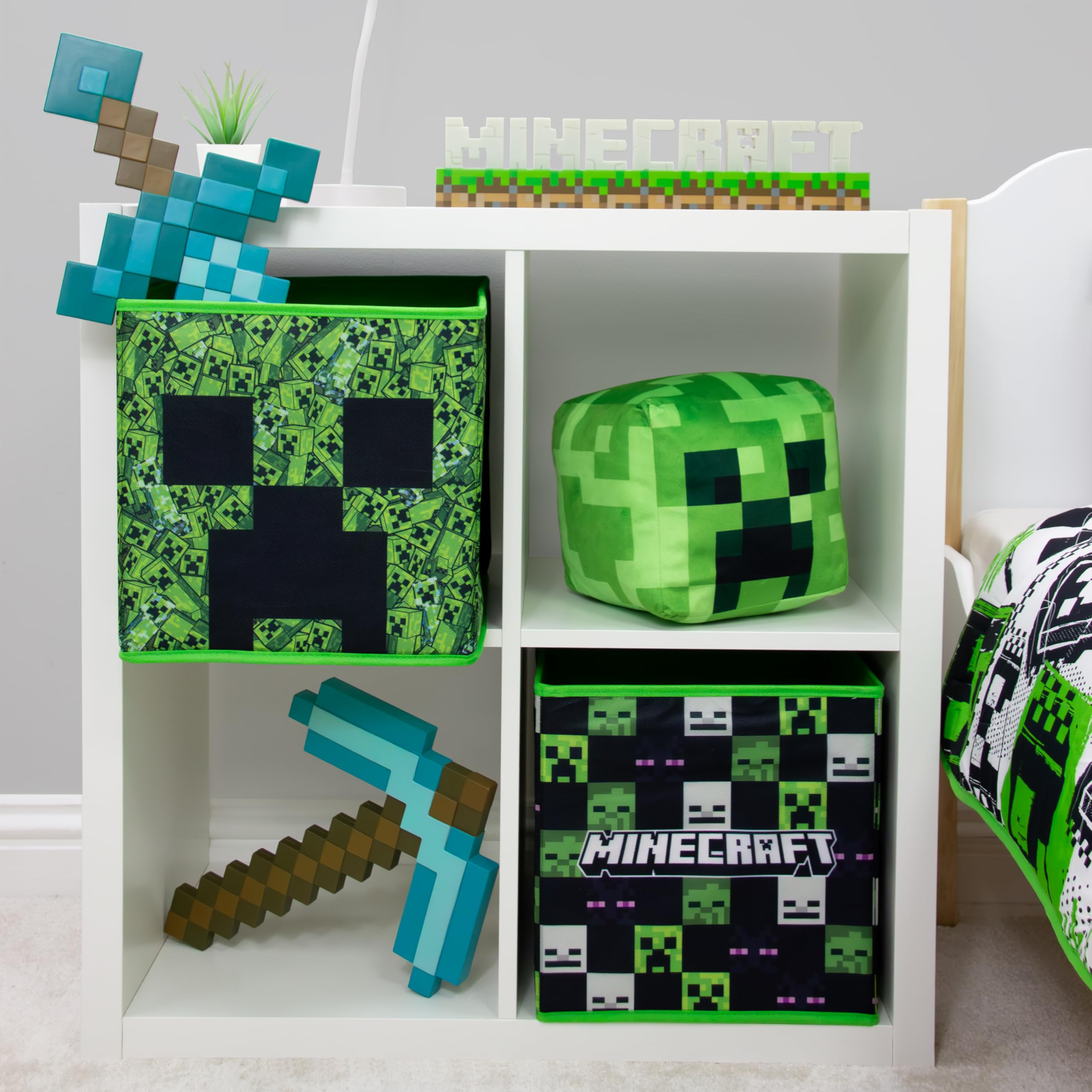 Minecraft Officially Licensed Storage Boxes - 2 Pack Foldable Cubes | 30cm x 30cm 7