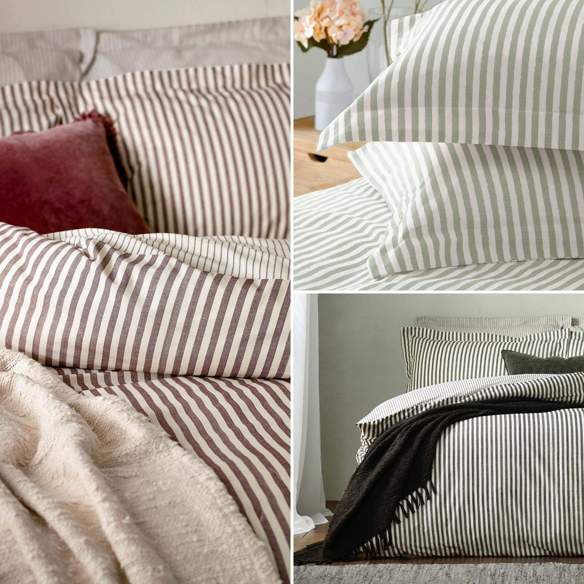 furn. Yard Hebden Cotton Duvet Set - Reversible Stripe Design | King Size | Blush 5