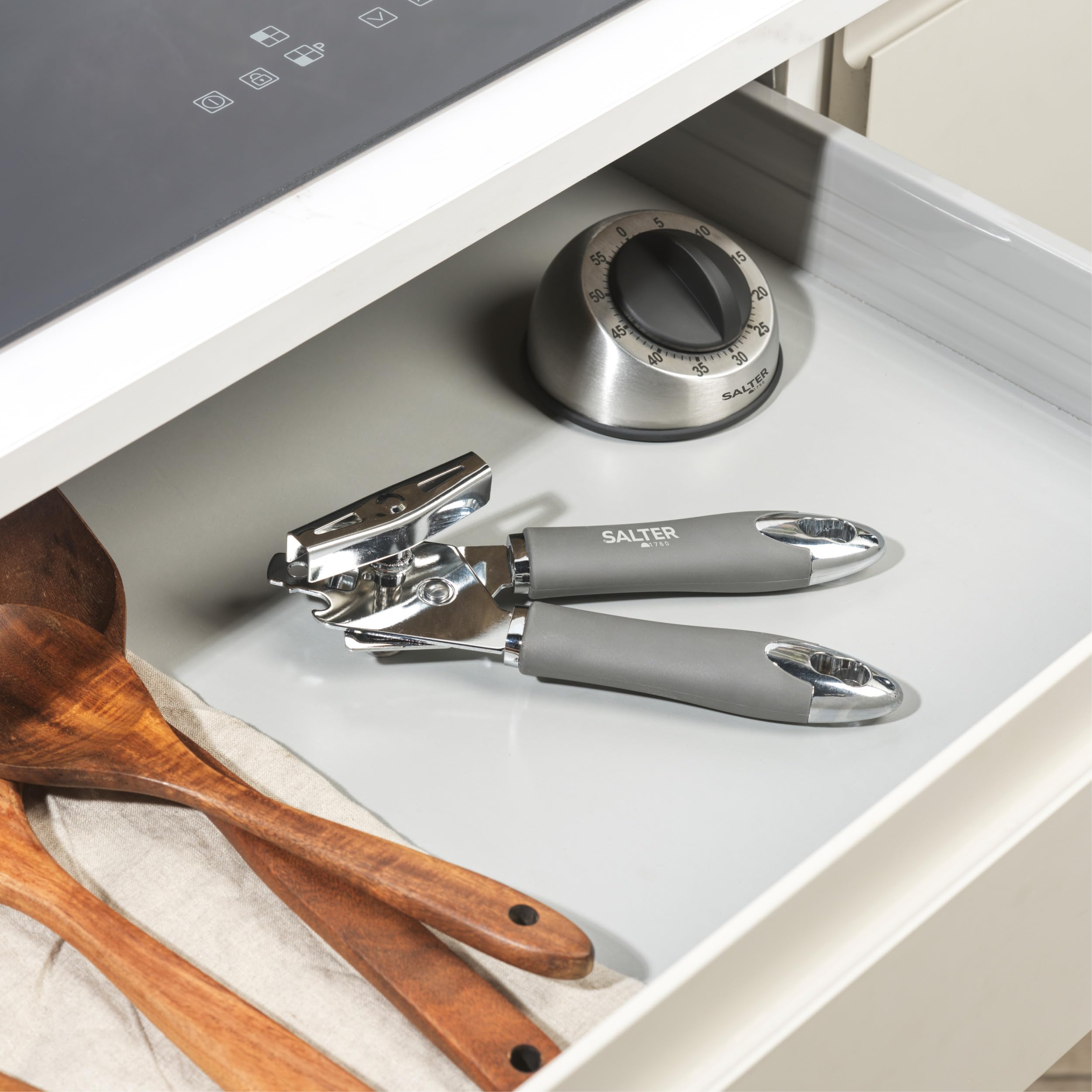Salter Cosmos Manual Can Opener - Ergonomic Grip | Stainless Steel | Grey 5
