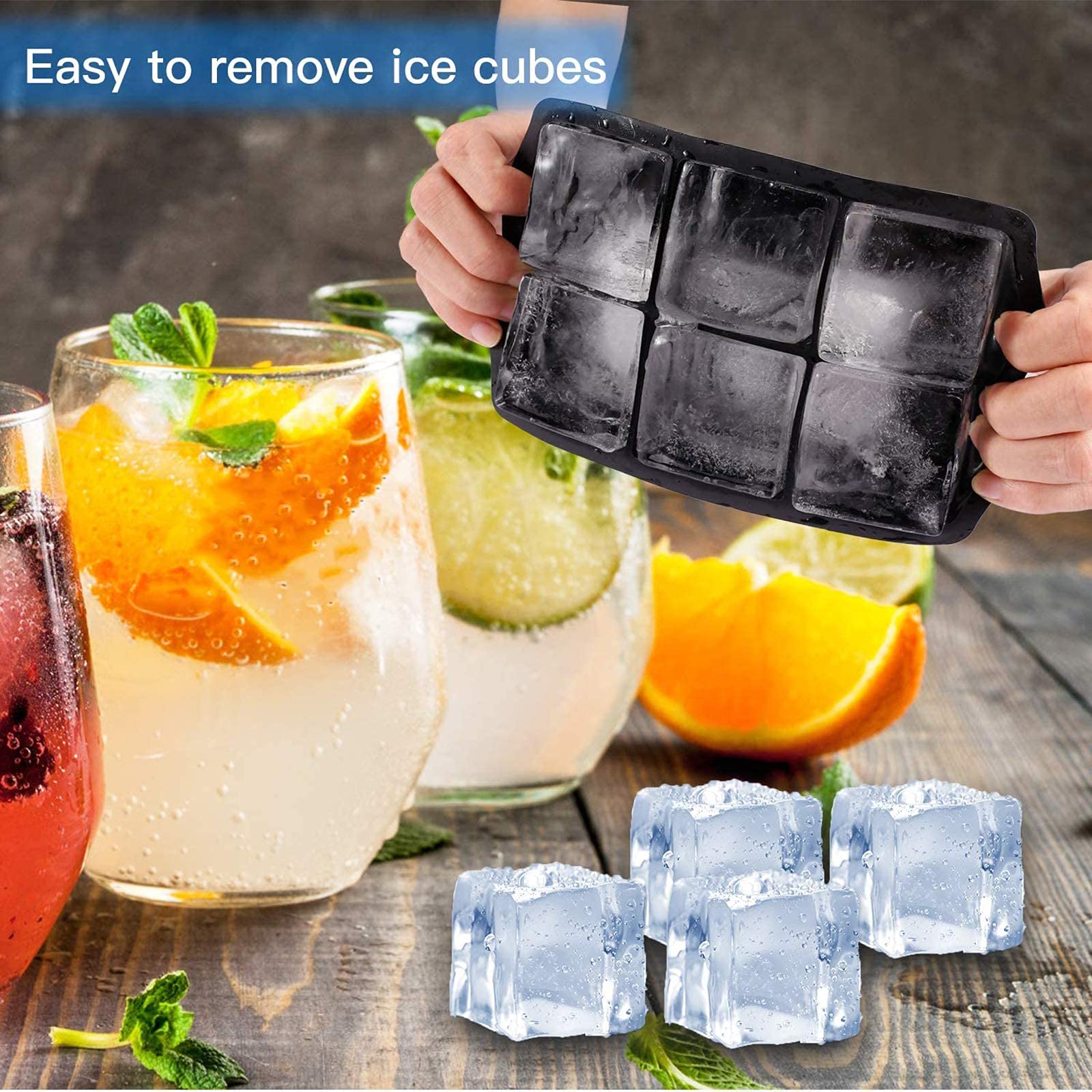 LUCKEA 2 Pcs Silicone Ice Cube Moulds & Trays - Large Slow-Melting Cubes for Cocktails & Whiskey | BPA Free 5