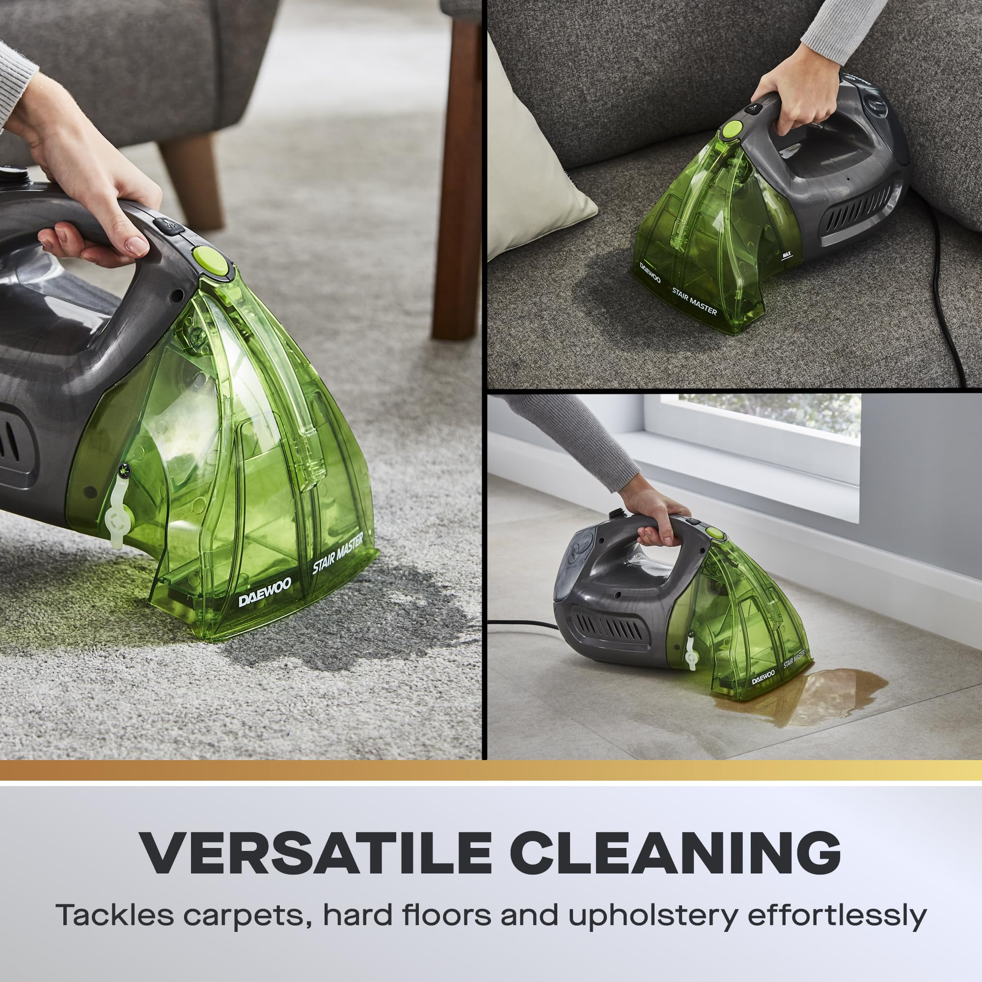 Daewoo Hurricane Stair Master Corded Spot Cleaner | 5m Cord | 480ml Clean Tank | 900ml Dirty Tank 5