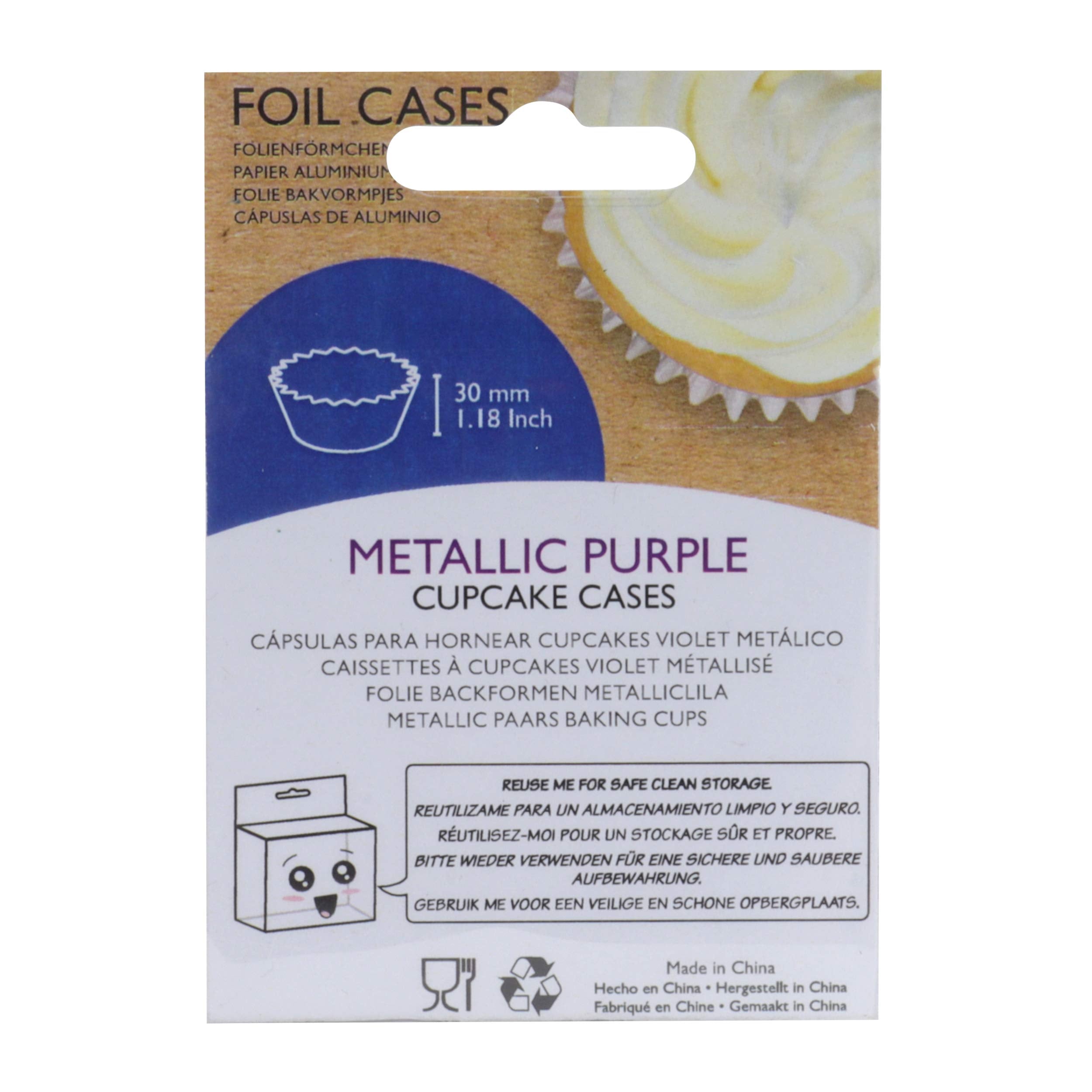 PME Foil-Lined Cupcake Cases - Metallic Purple | Standard Size | Pack of 30 3