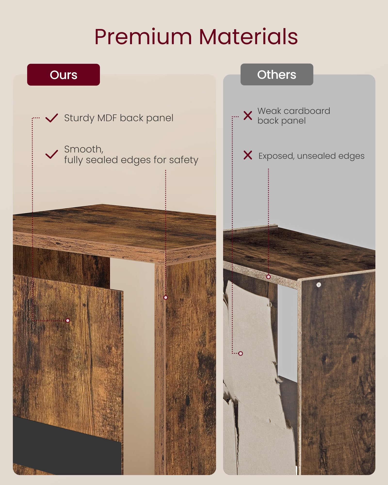 VASAGLE CUSTOS Collection Bookshelf - 3-Tier Cube Storage | Rustic Brown | 94.8cm Height 6