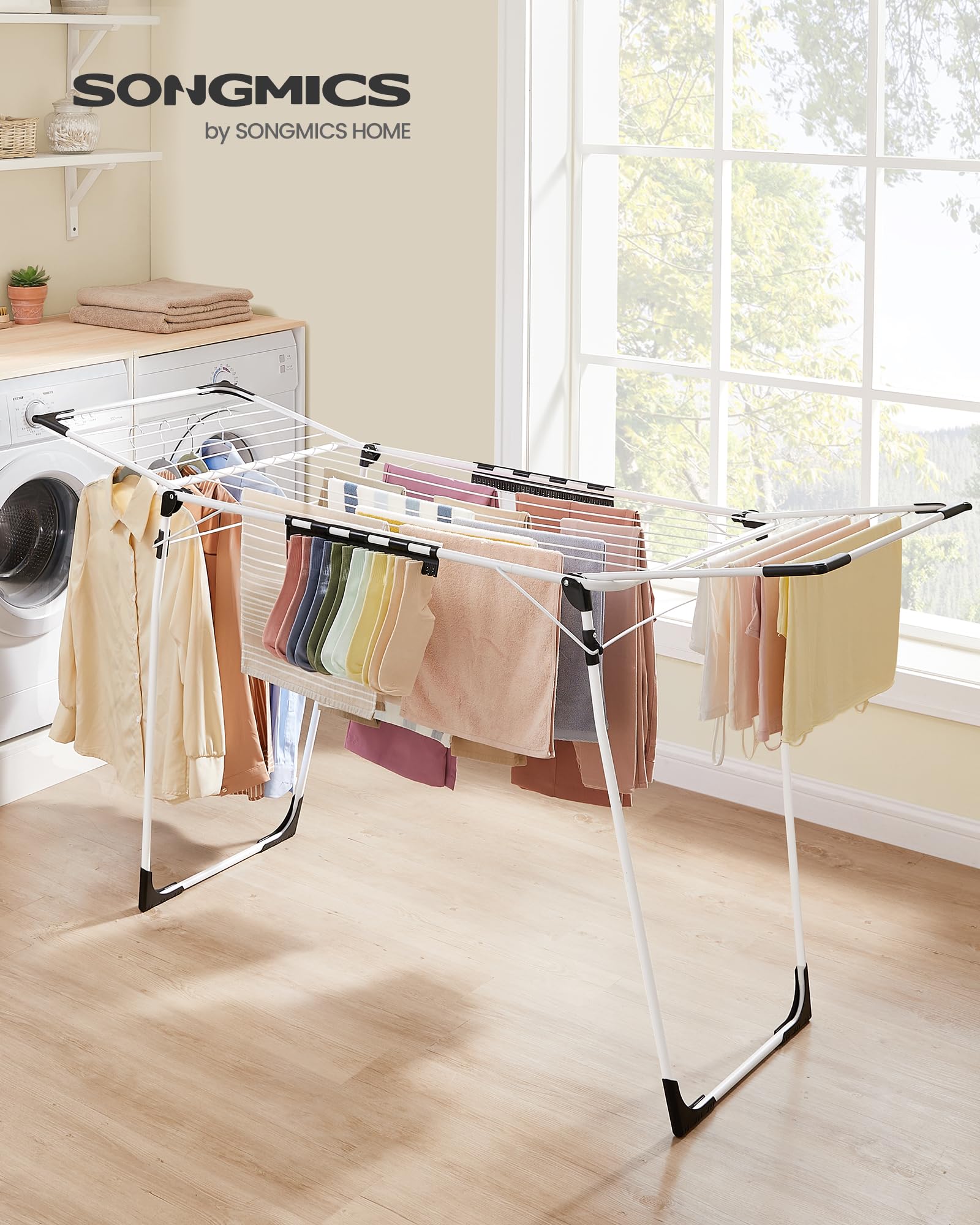 SONGMICS Clothes Drying Rack - 18m Drying Space | 18kg Capacity | Foldable Metal Airer 2