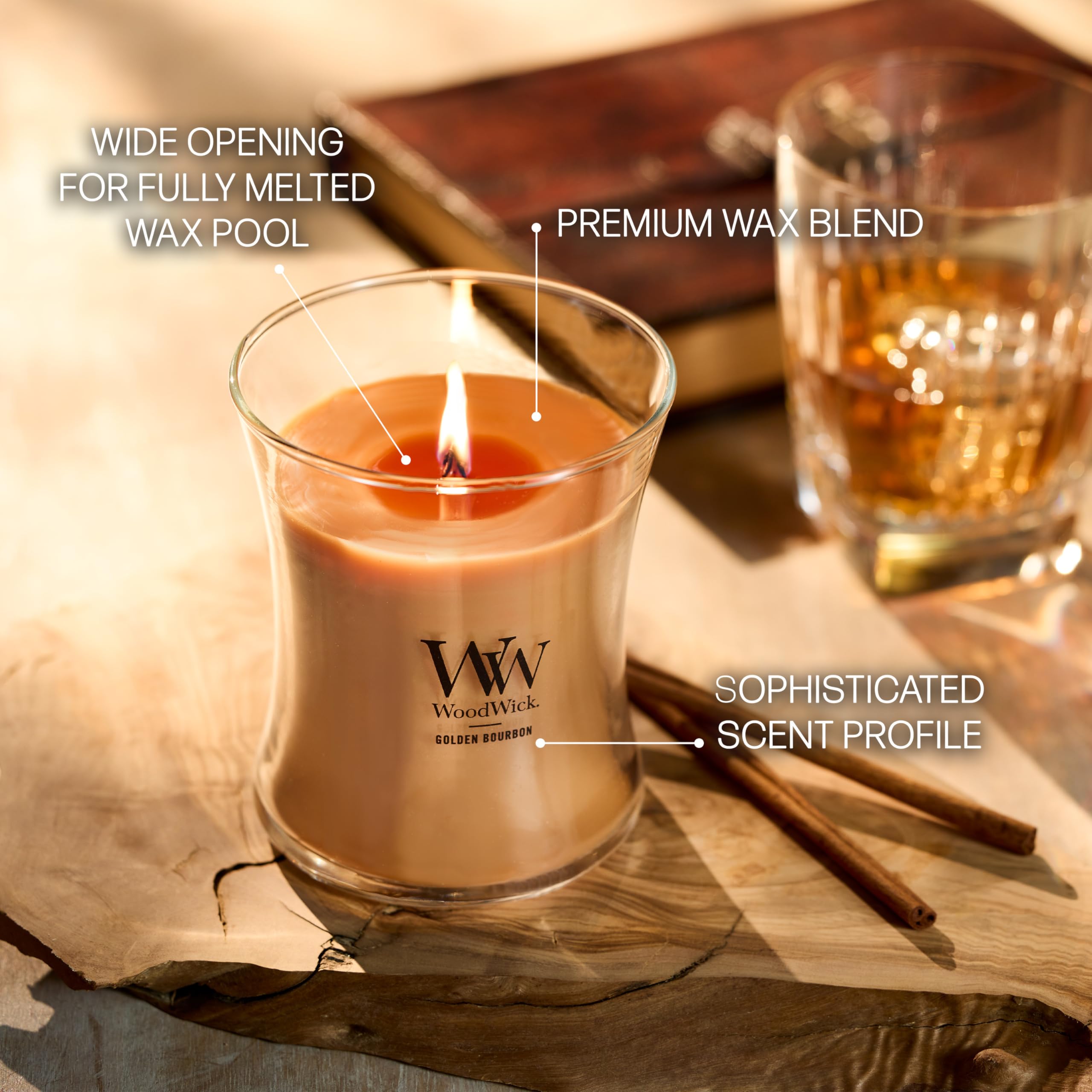 WoodWick Golden Bourbon Scented Specialty Candle | Medium Hourglass | Crackling Wooden Wick | Up to 60 Hours Burn Time 5