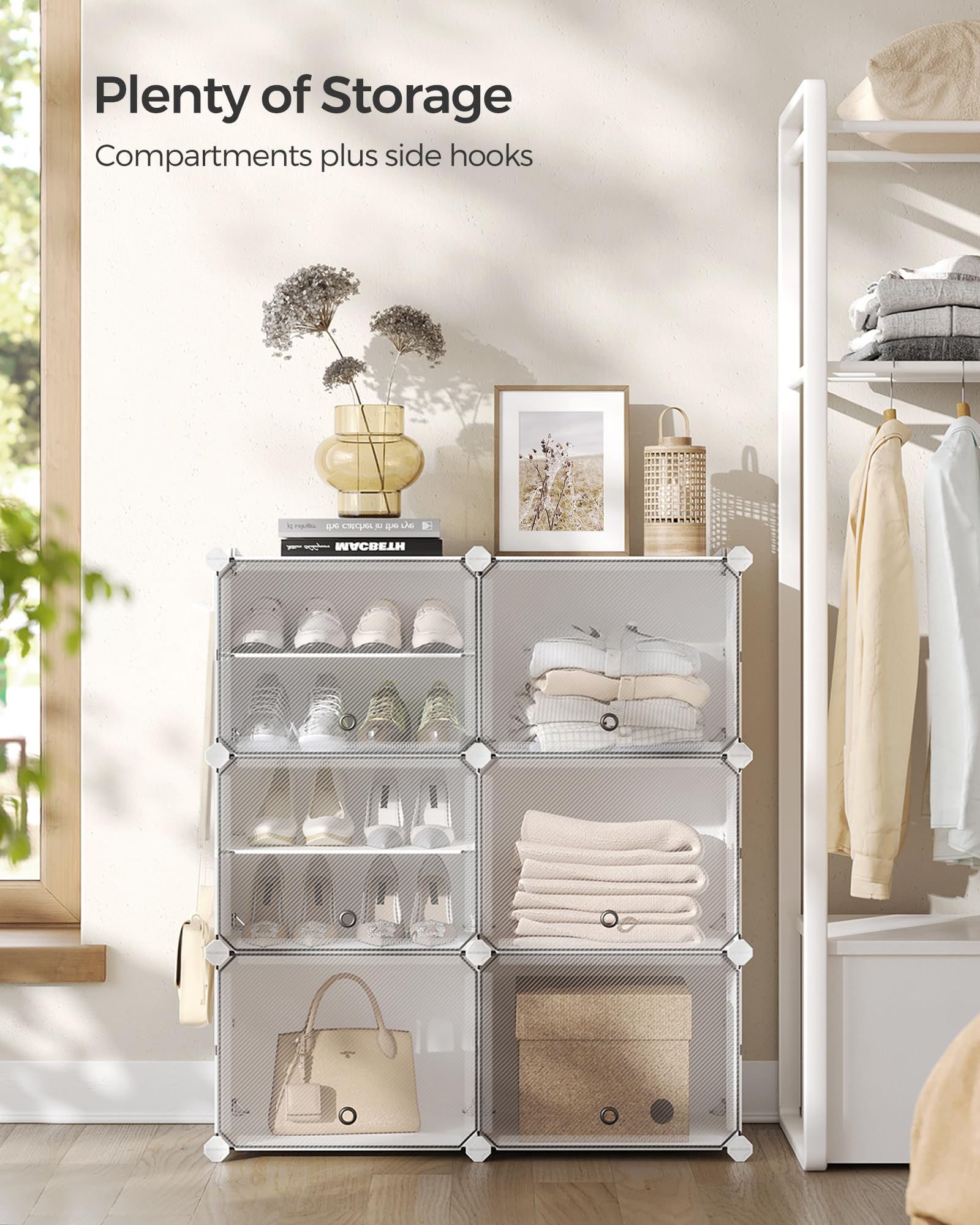 SONGMICS Interlocking Shoe Rack Cabinet - 6 Modular Slots | Steel Frame | White 4