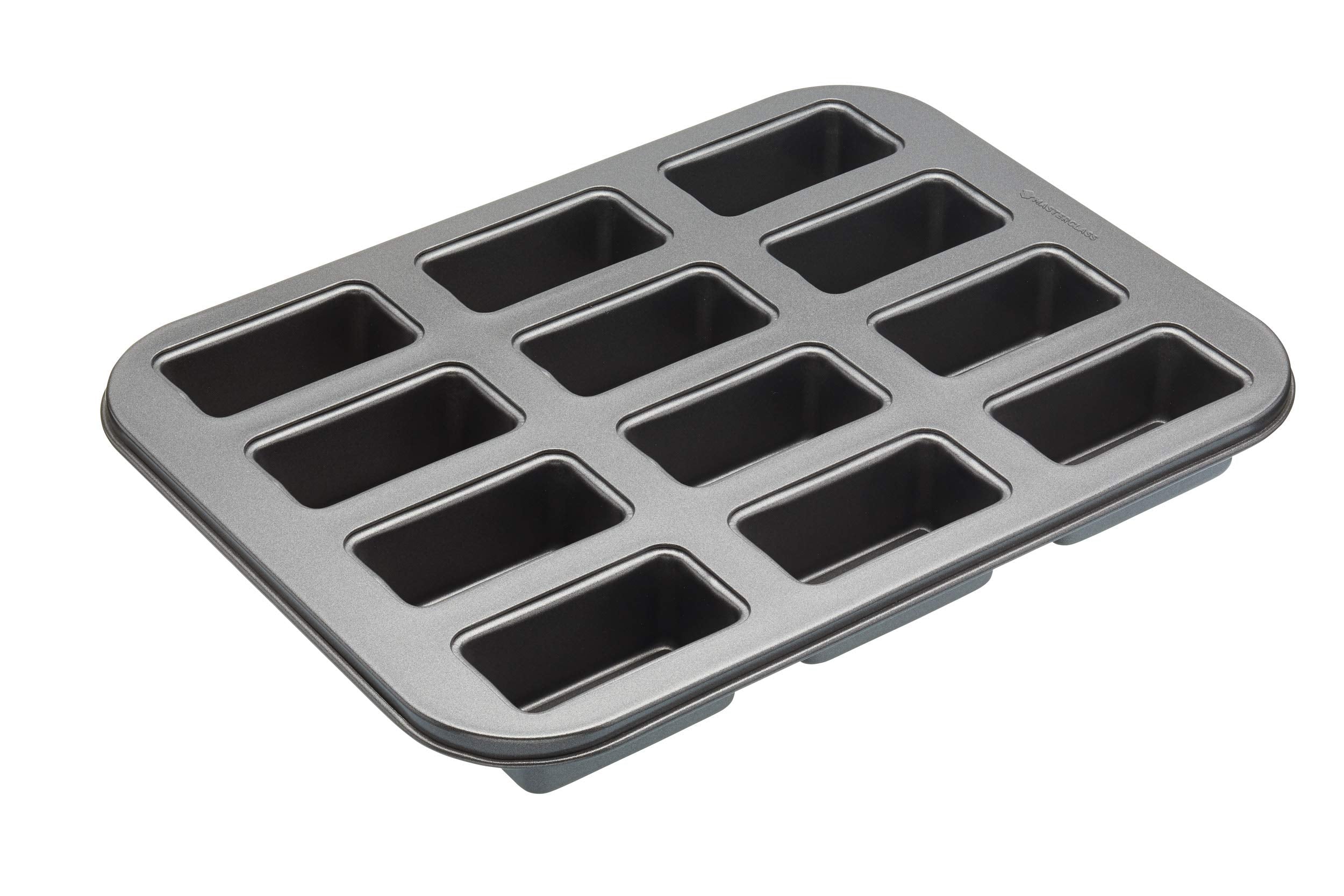 MasterClass 12-Hole Mini Loaf Pan with Loose Bases | Robust 1mm Carbon Steel | PFOA Non-Stick 1