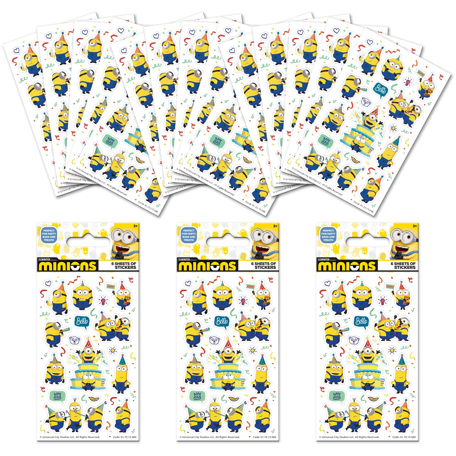 Paper Projects Minions Party Bag Sticker Bundle - 18 Sheets | Official Licensed Product 1