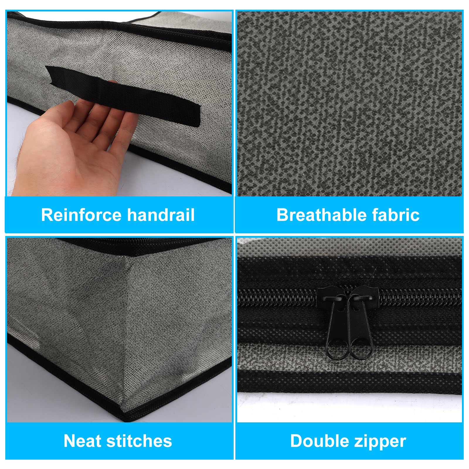 ASelected 90L Under Bed Storage Bags - 4 Pack Foldable Organizer with PVC Window | Grey 5