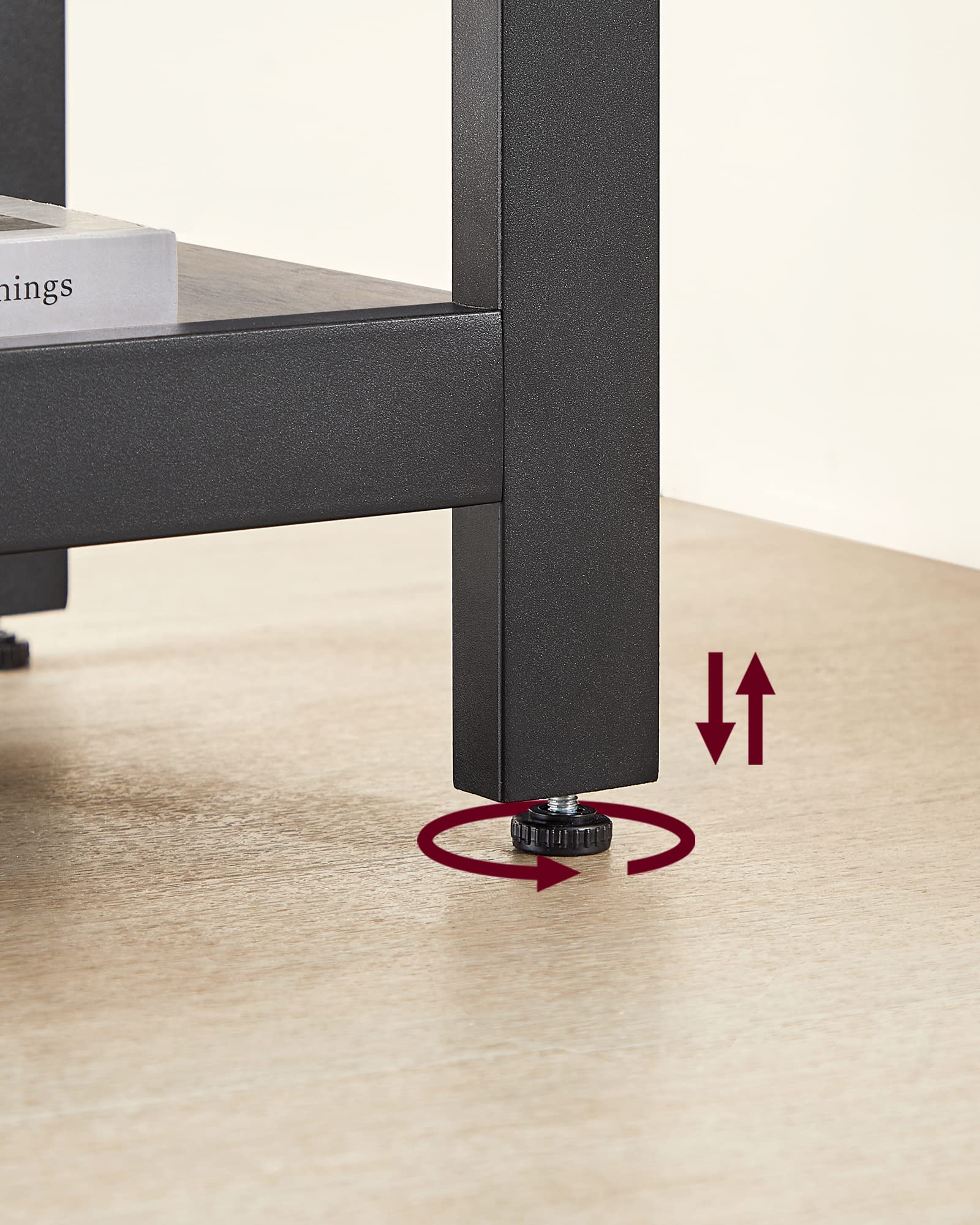 VASAGLE L-Shaped Corner Computer Desk - 138 x 138 cm Desktop | Removable Shelf | Greige & Black 8
