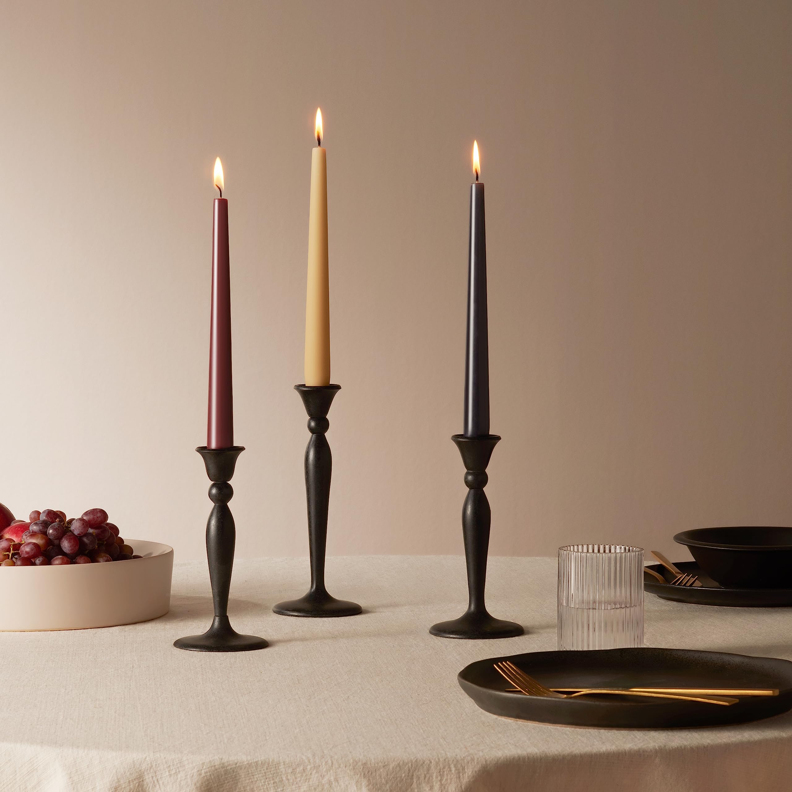 Bolsius Tapered Dinner Candles - Fresh Olive Green - 4 Pack - 24.5 cm - 7 Hour Burn Time - Unscented 4