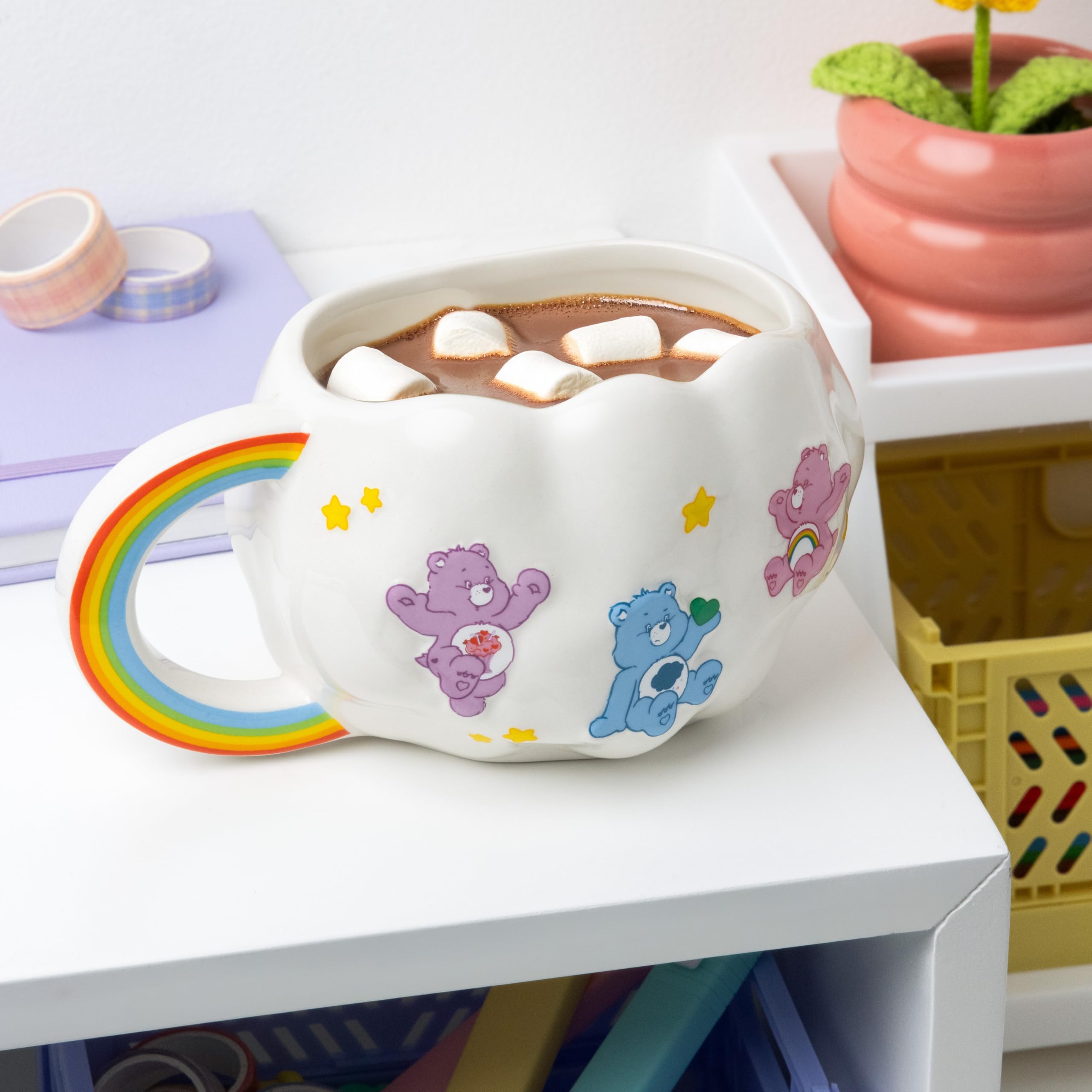 Paladone Care Bears Cloud Shaped Mug with Rainbow Handle - 450ml Ceramic Coffee Cup 1