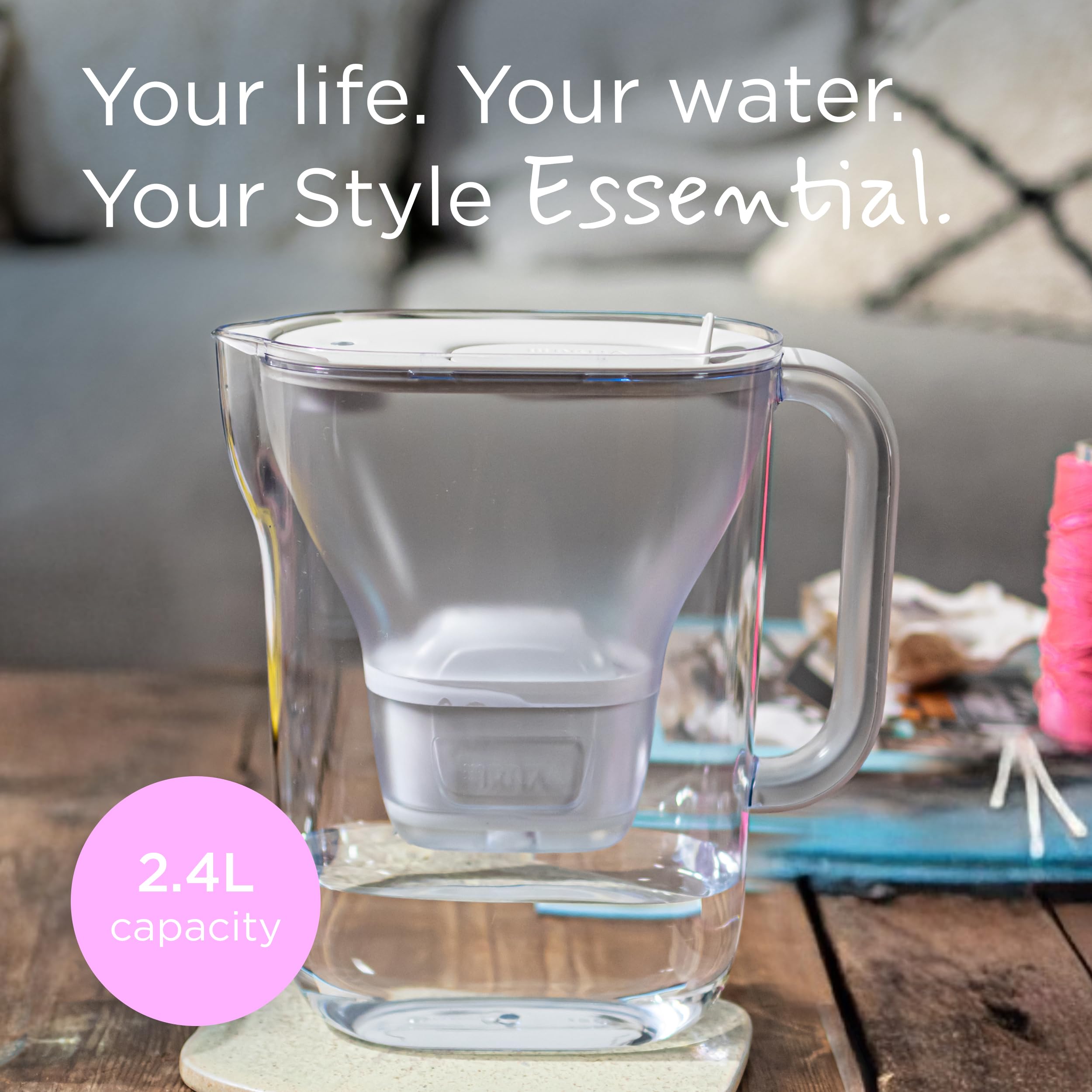 BRITA Style Essential Water Filter Jug - 2.4L White | Includes 3 MAXTRA PRO Pure Performance Cartridges 2