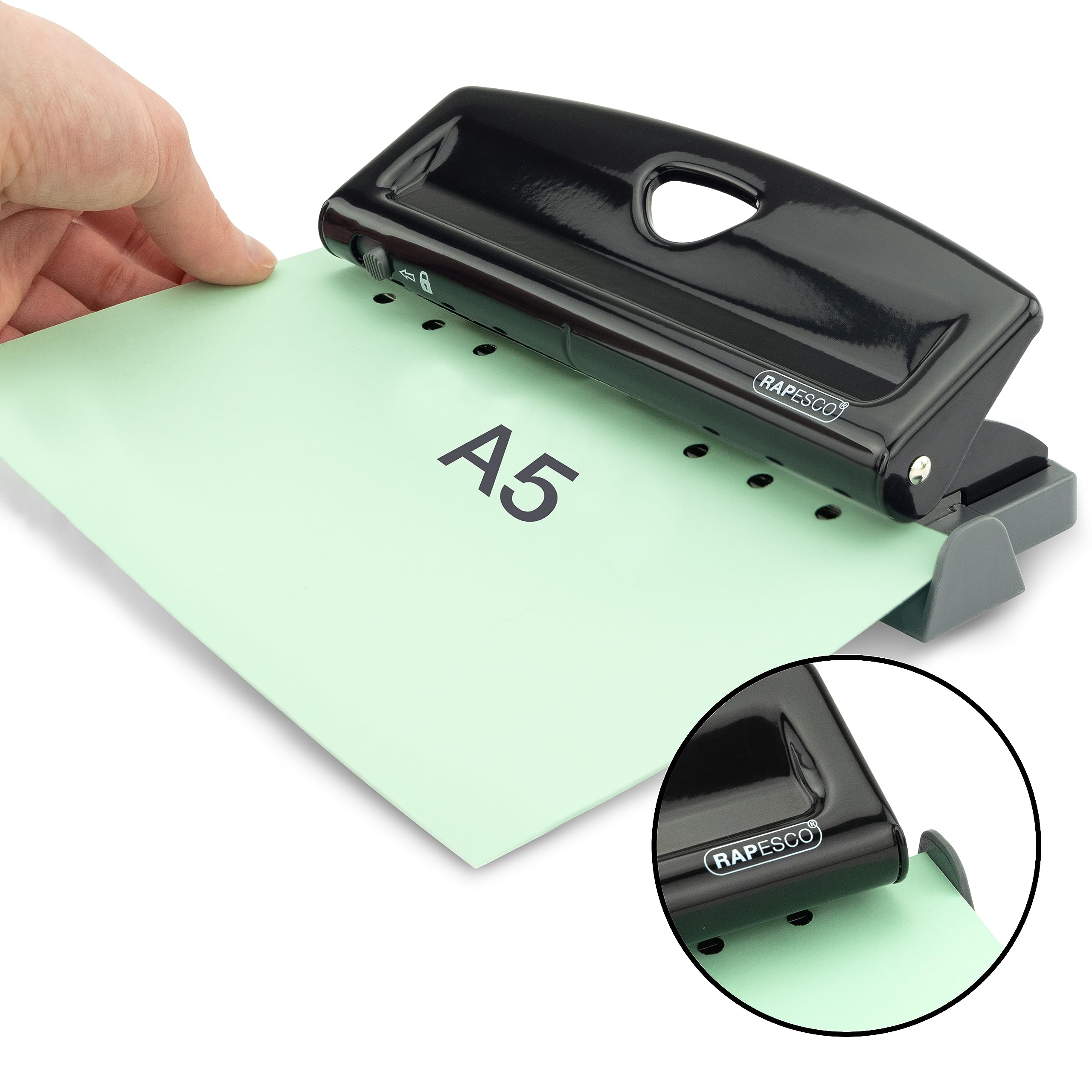 RAPESCO Adjustable 6-Hole Punch - 9 Sheet Capacity | Metal Construction | Black 4