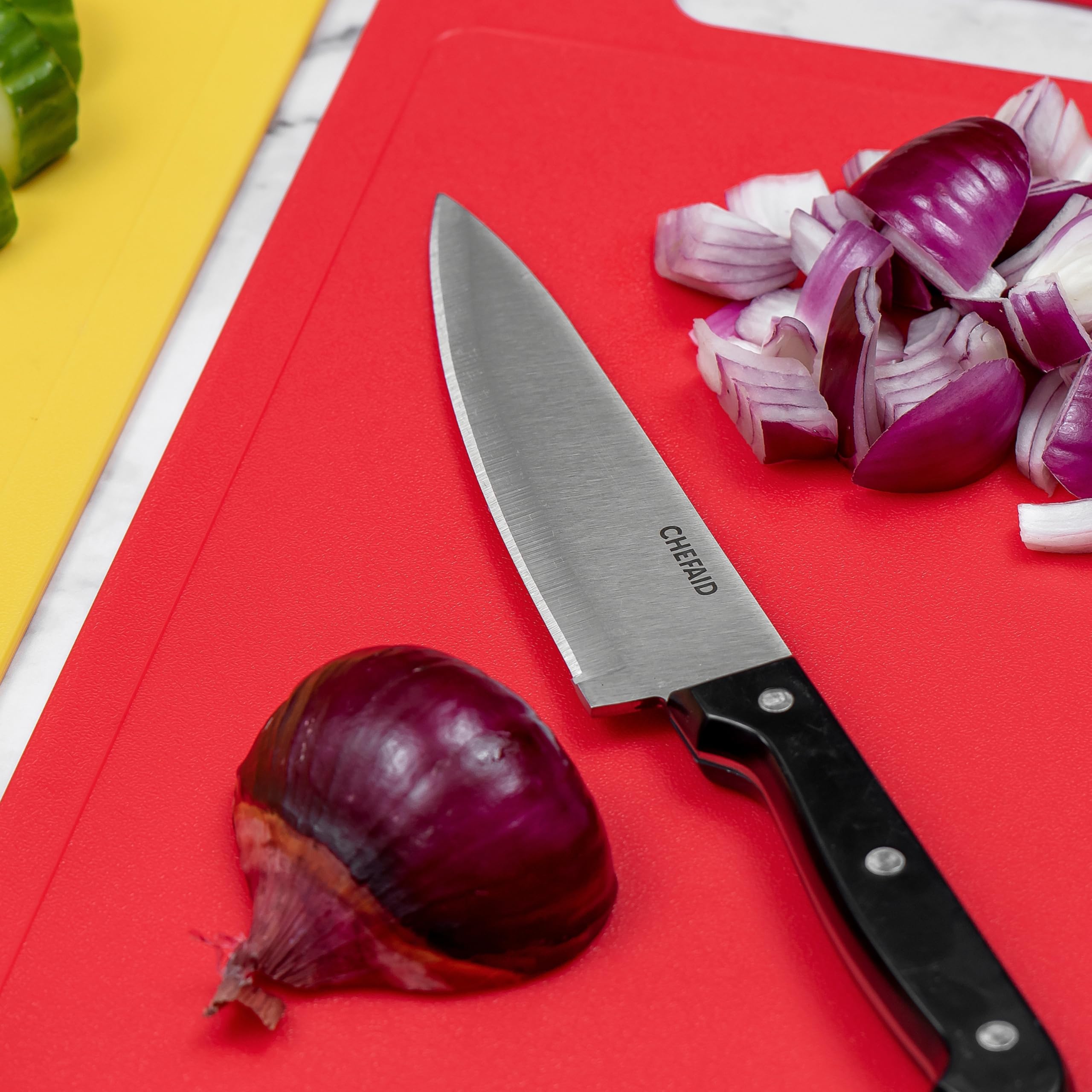 Chef Aid Flexible Colour Coded Chopping Mats Set of 4 | Antibacterial Plastic | 35cm x 30cm 3