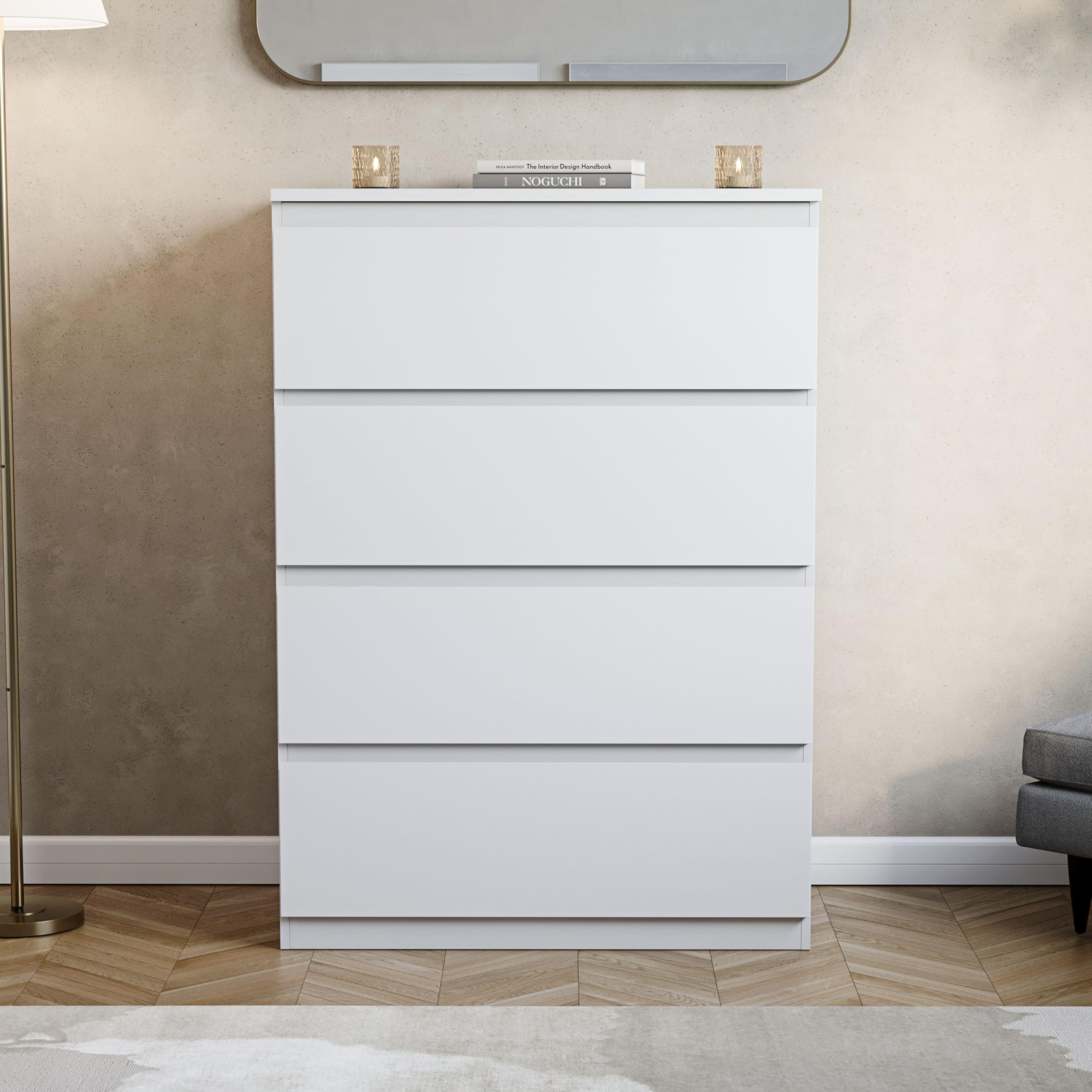 Vida Designs Denver 4 Drawer Chest of Drawers | White | 40D x 70W x 96H cm 3