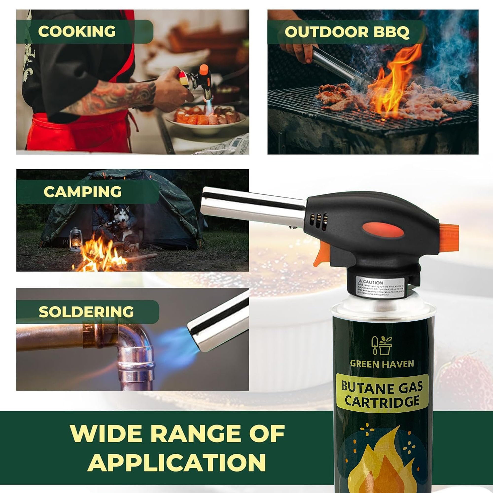Green Haven Butane Torch Attachment Head - Piezo Ignition | Compatible with All Butane Tanks 5