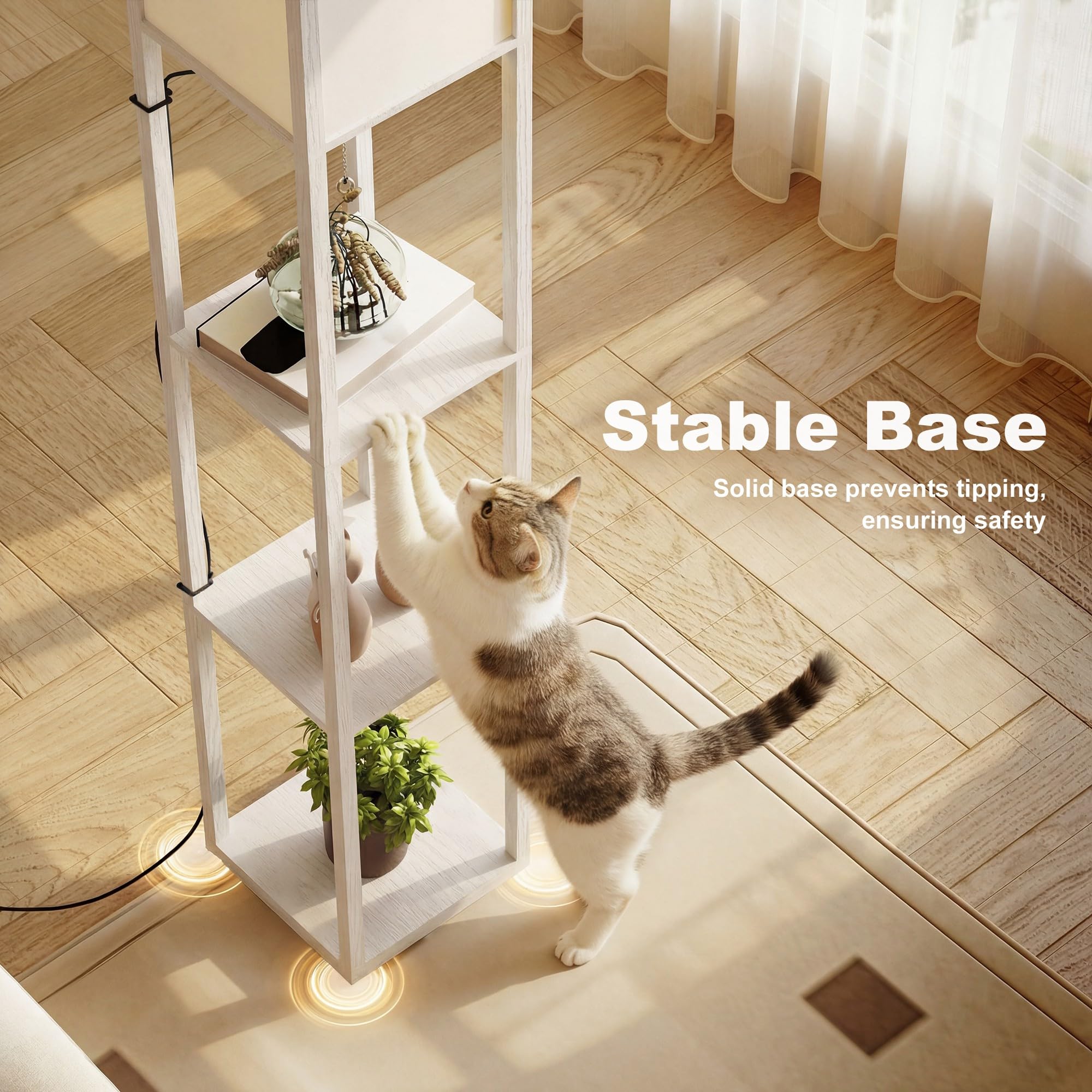 HOMCOM 3-Tier Floor Lamp, Floor Light with Storage Shelf, Reading Standing 8