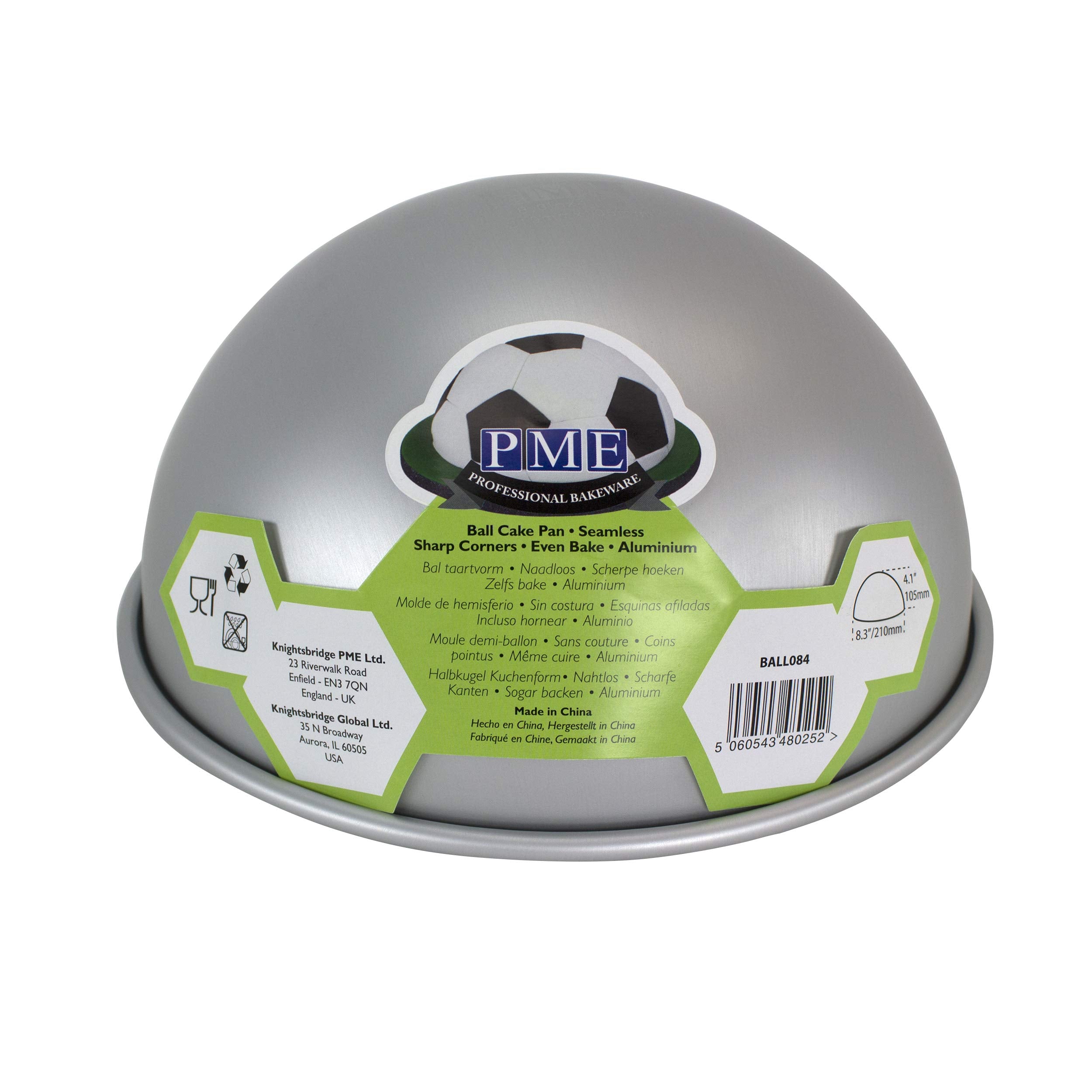 PME BALL084 Aluminum Ball Cake Pan - 8 x 4 Inch Hemisphere Mould for Sphere Cakes 3