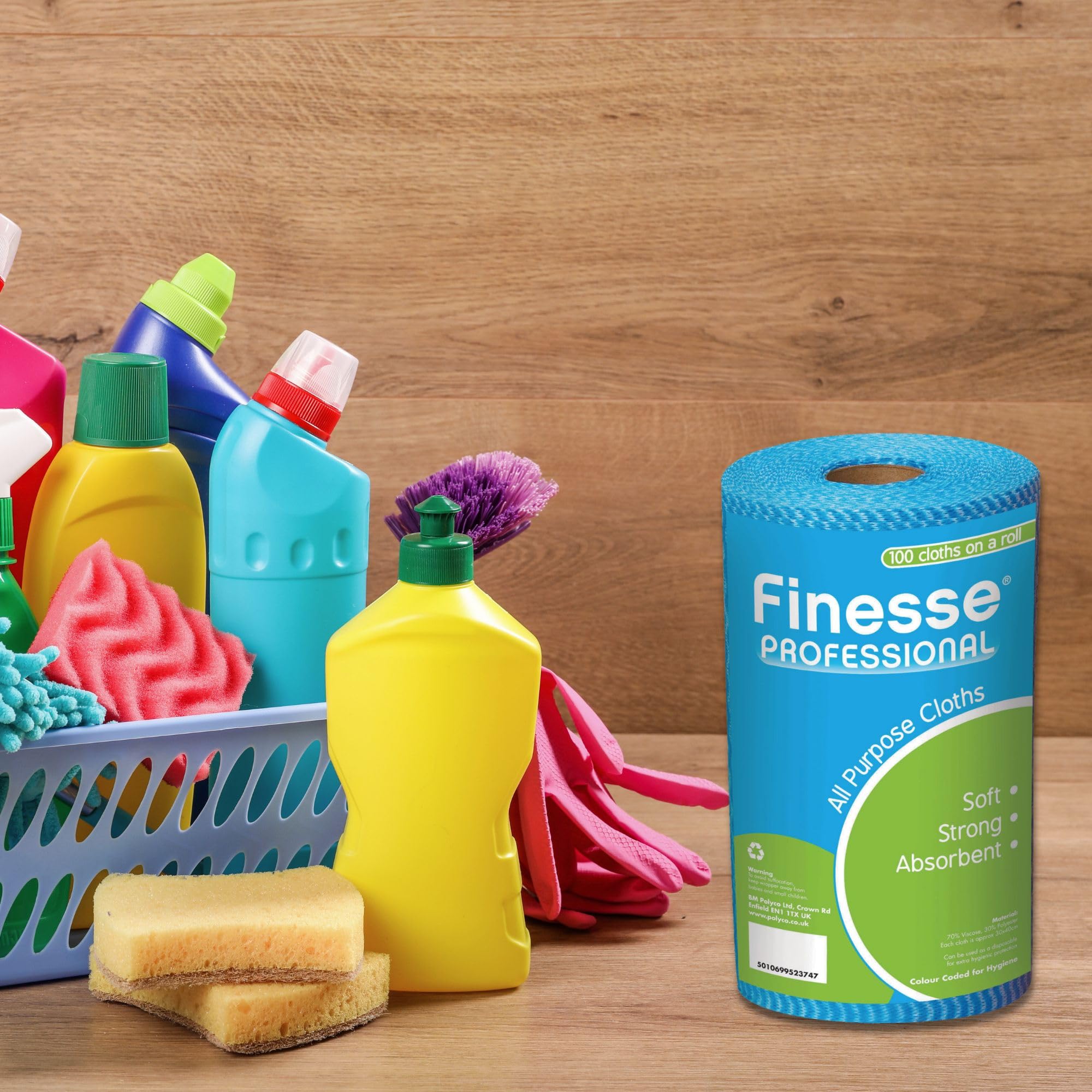 Finesse All Purpose Cleaning Cloths Roll - 100 Count Blue | Super Absorbent | Machine Washable 2