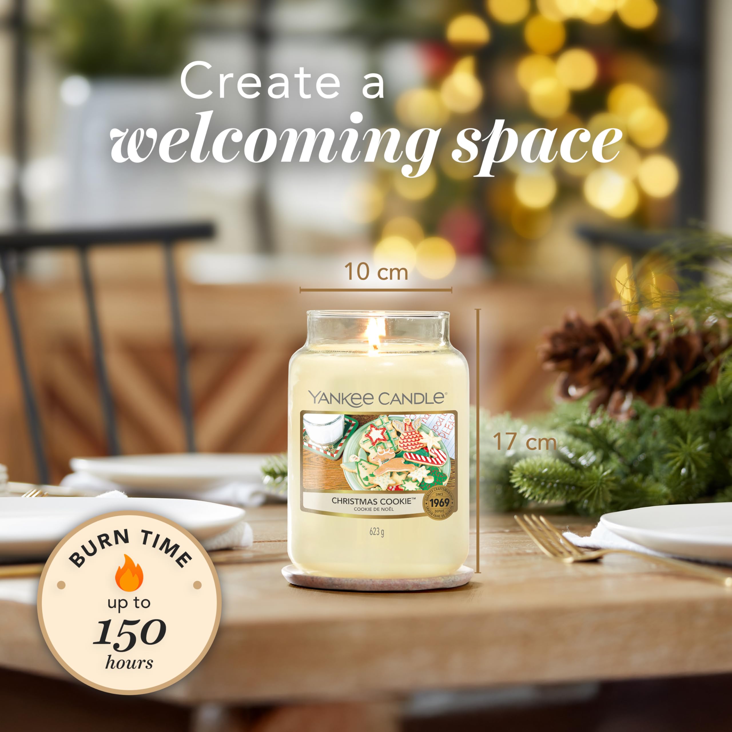 Yankee Candle Christmas Cookie Scented Large Jar Candle | Up to 150 Hour Burn Time | 623g 5