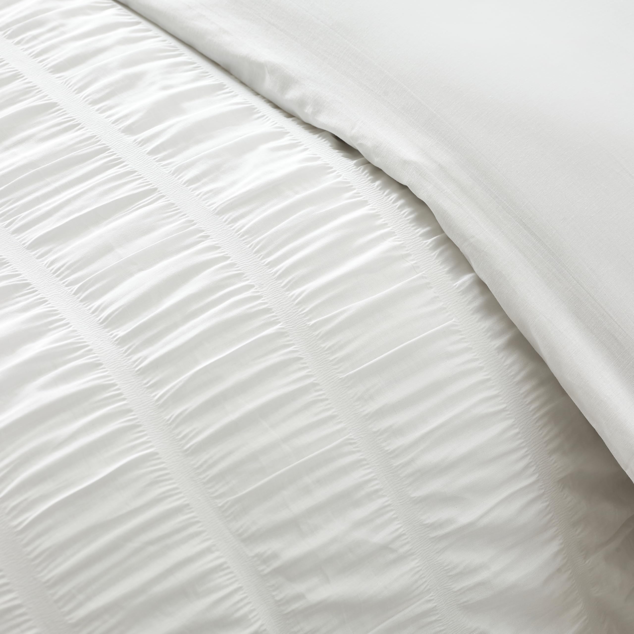 Catherine Lansfield Seersucker Frill Double Duvet Cover Set with Pillowcase | 200x200cm | White 3