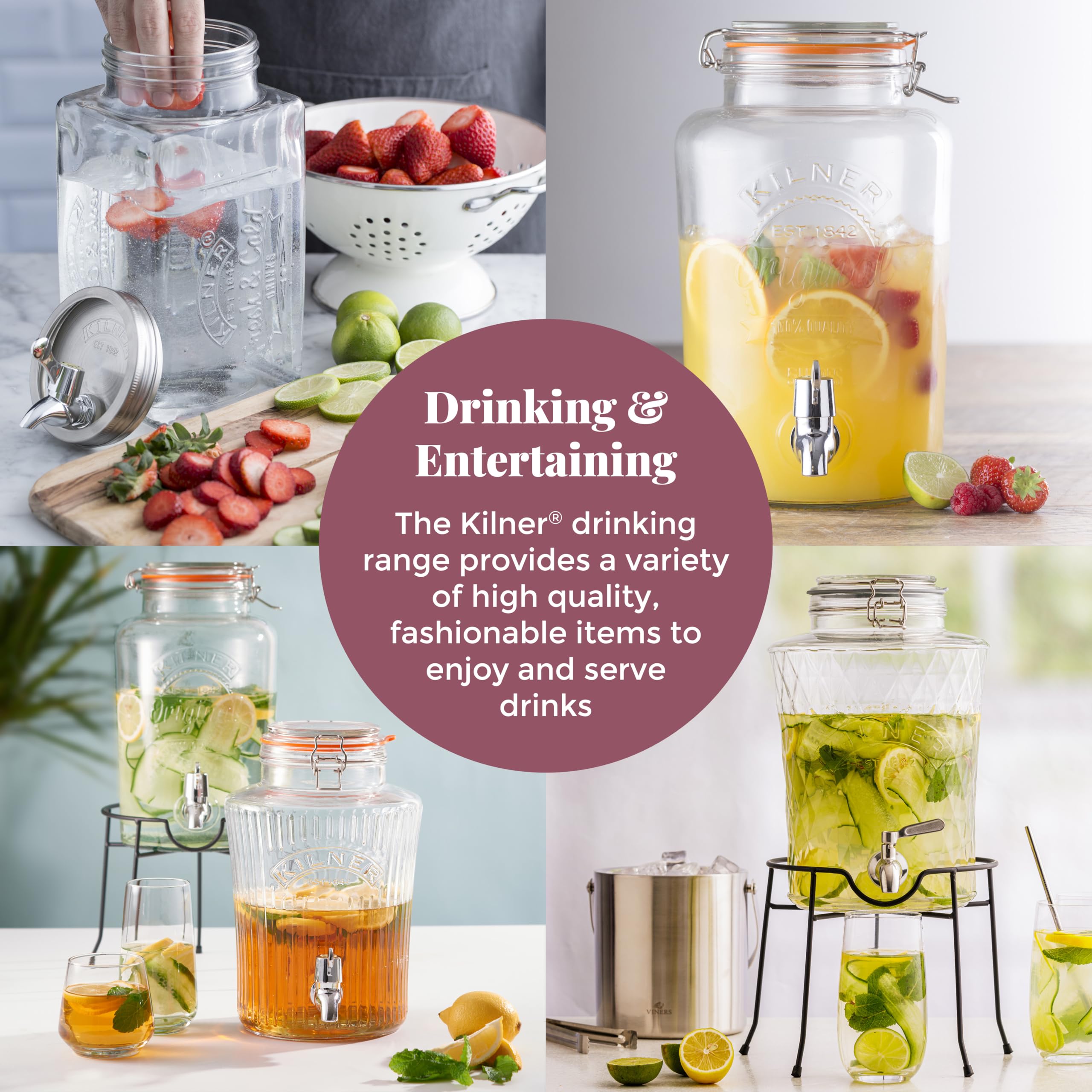 Kilner 3 Litre Glass Fridge Drinks Dispenser with Airtight Tap | Space-Saving Rectangular Design 6