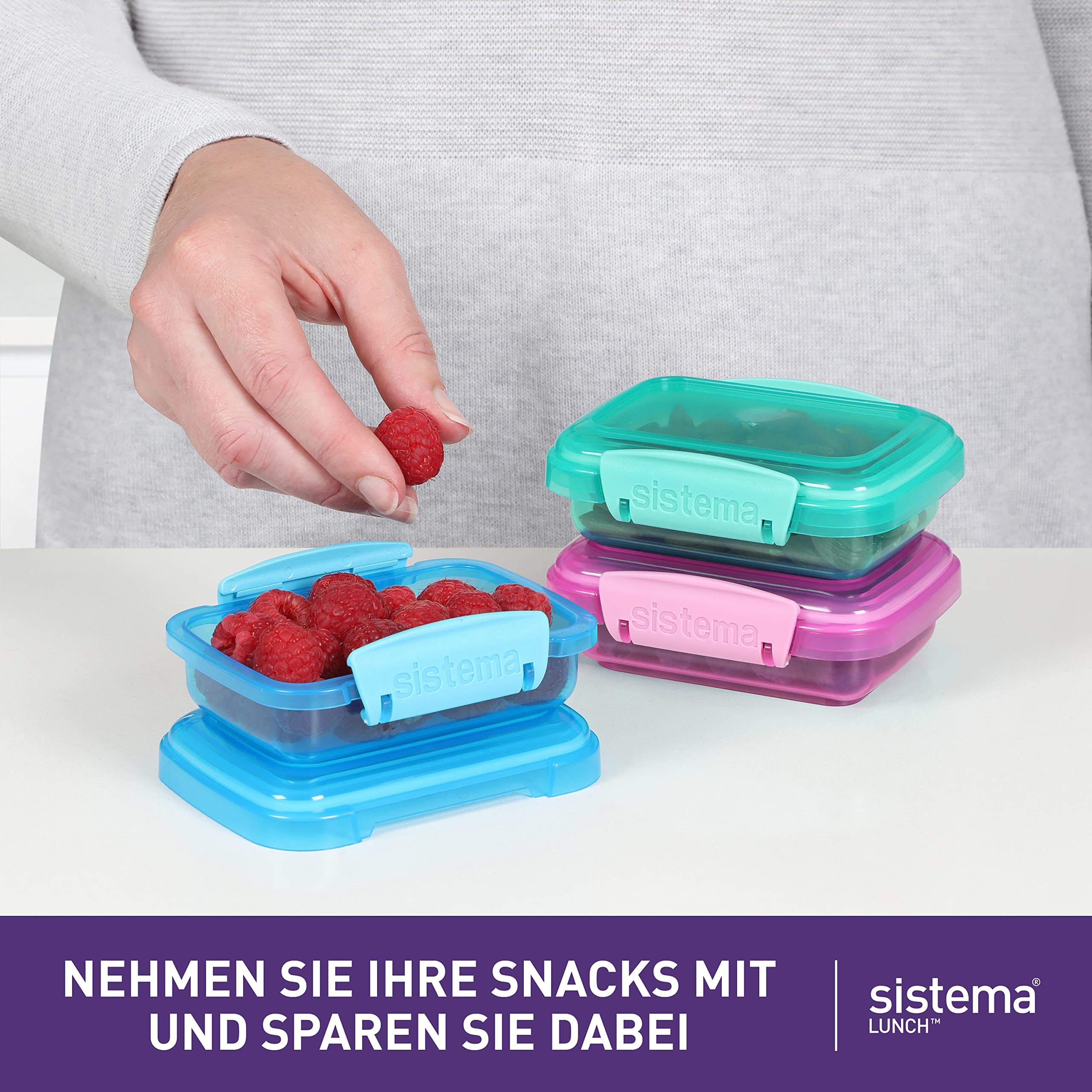 Sistema Snack Pots - 200 ml Capacity, 3 Count | BPA-Free Plastic | Assorted Colors 4