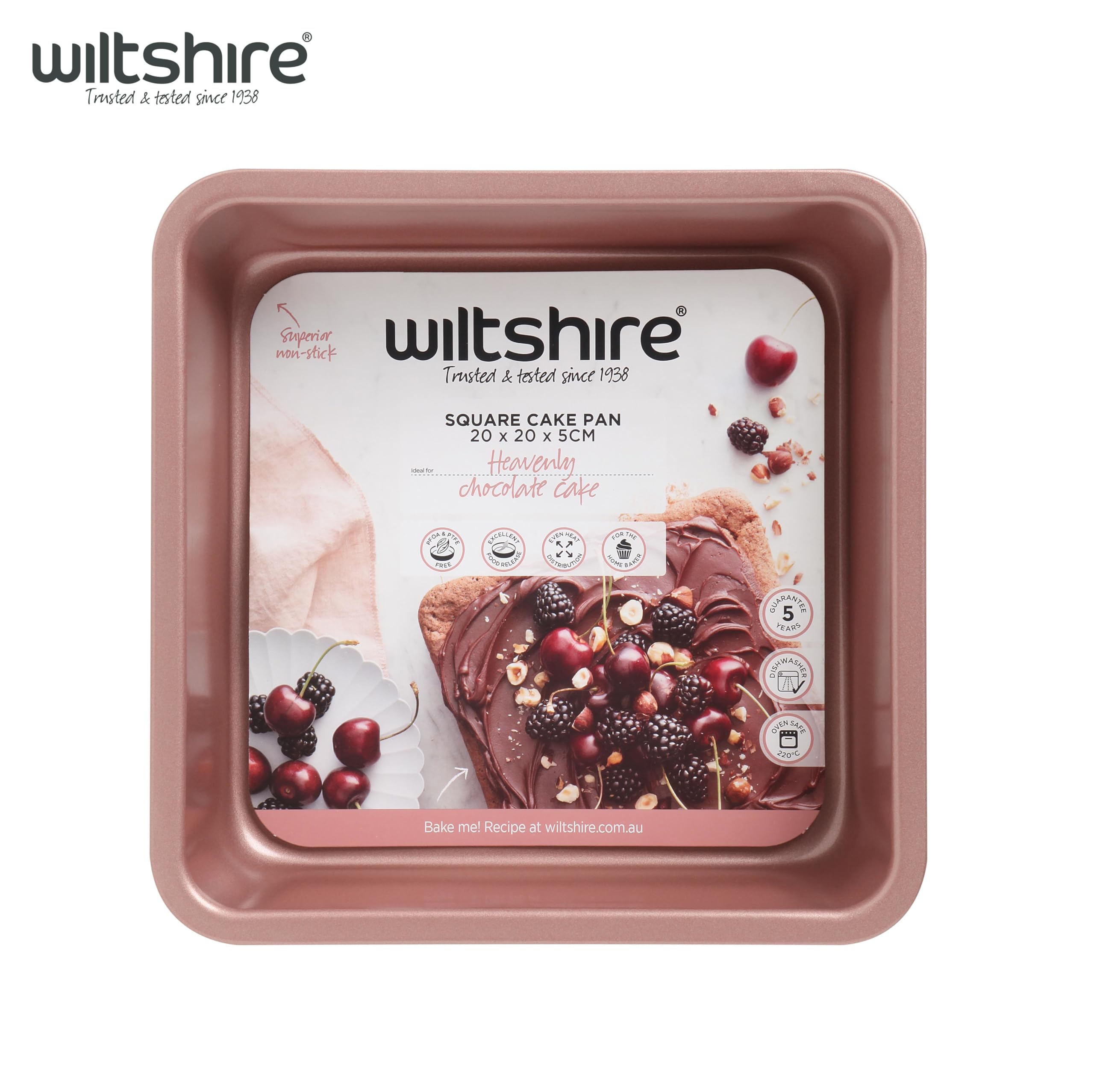Wiltshire Rose Gold Square Cake Pan - Non-Stick Carbon Steel | 22x22x5cm Exterior 6