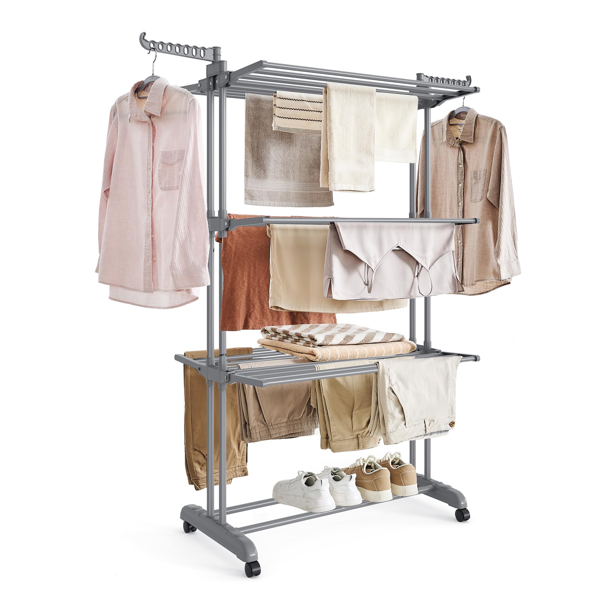 SONGMICS Large Clothes Drying Rack - 4-Tier Foldable Airer | 35 kg Capacity | Stainless Steel 1