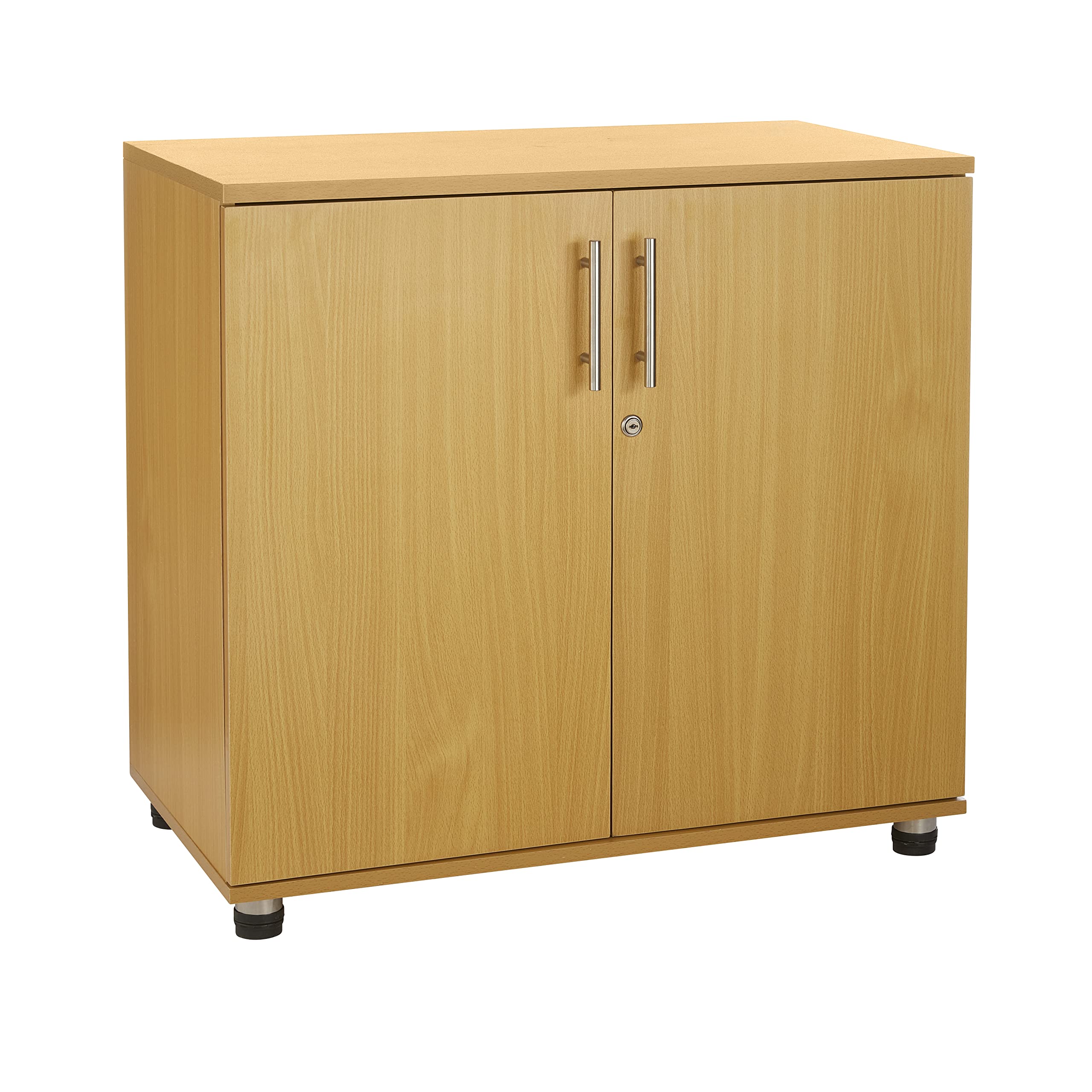 MMT Furniture Designs Ltd Beech Storage Cabinet - 2 Lockable Doors | Adjustable Shelf | 75cm Tall