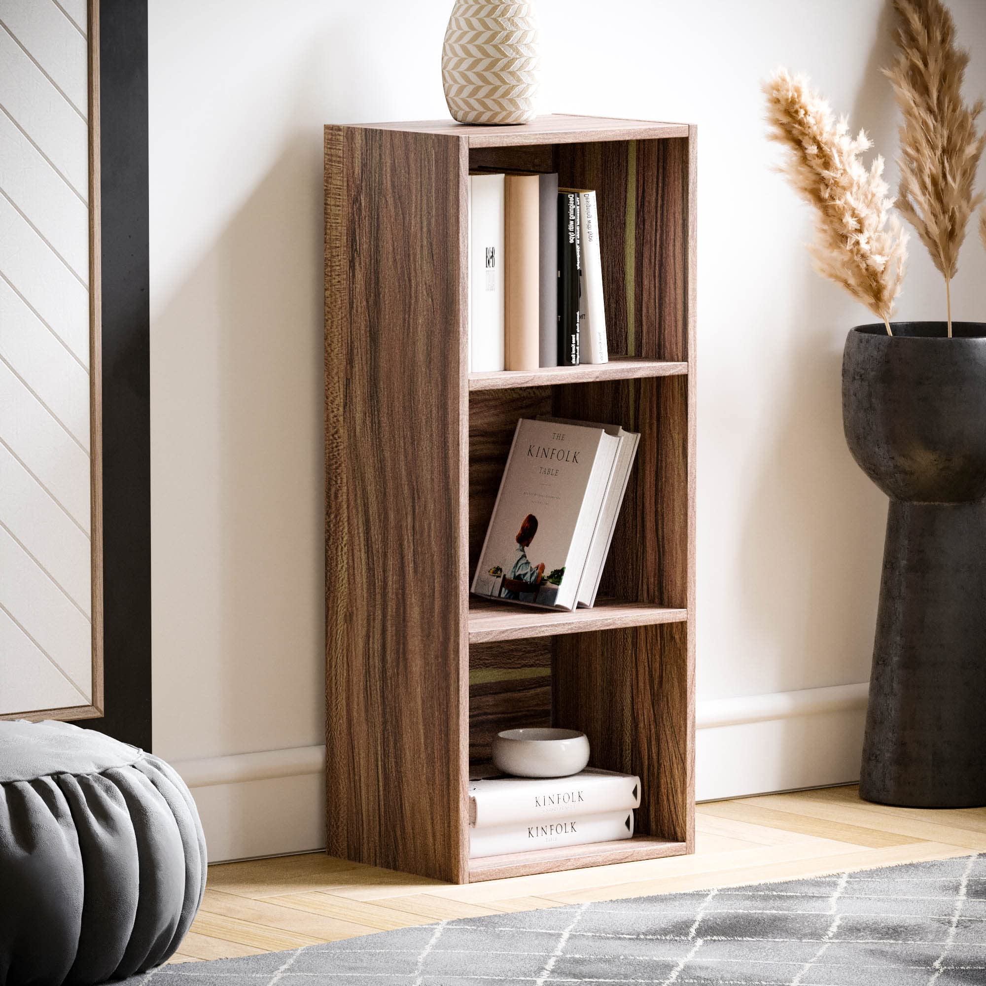 Vida Designs Oxford 3 Tier Cube Bookcase - Walnut Wood Finish | H 80 x W 32 x D 24 cm 6