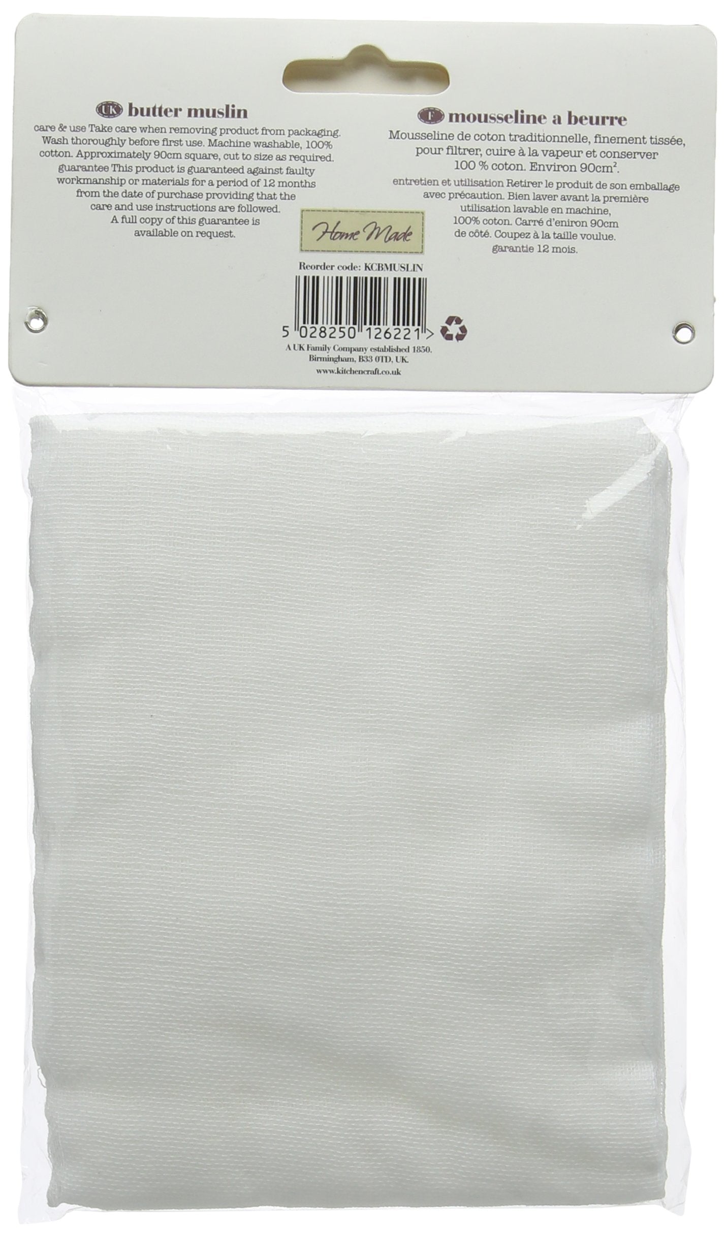 KitchenCraft Home Made Butter Muslin Cloth for Straining, Cotton, 90 cm 2