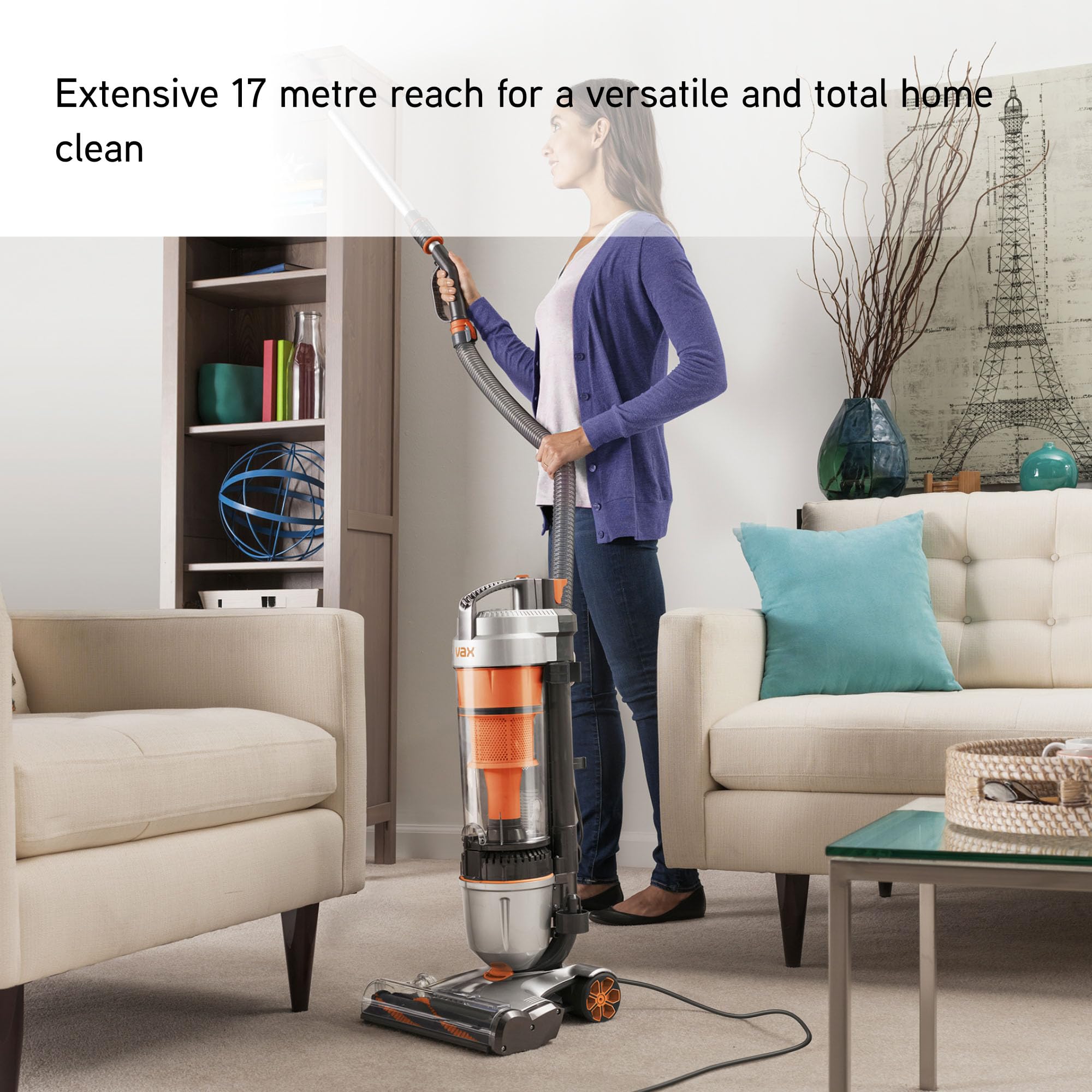 Vax Air Stretch Upright Vacuum Cleaner - 17m Reach, Lightweight 5kg, Bagless | U85-AS-Be 2
