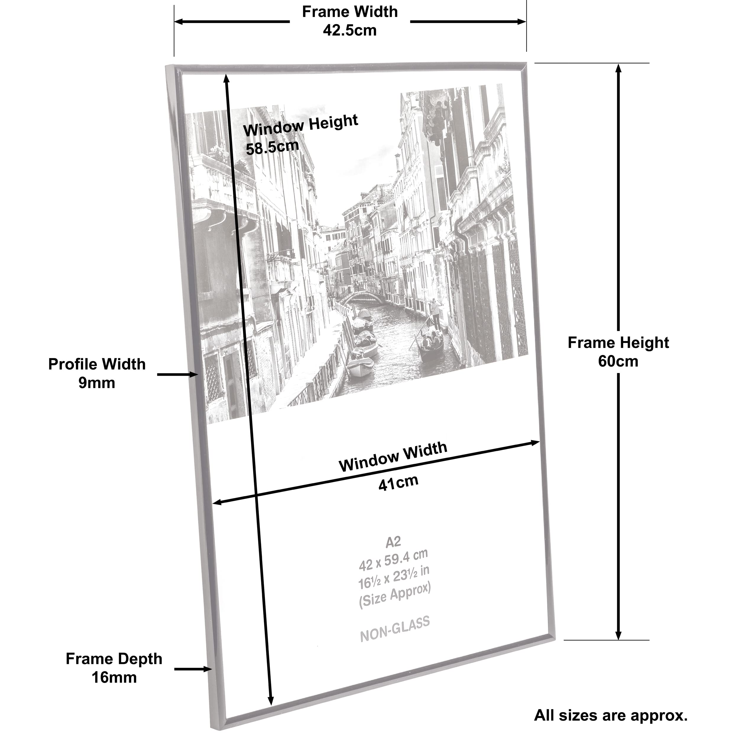 Hampton Frames BACKLOADER Poster Frame - A2 (42x59cm) | Black | Acrylic Front 6