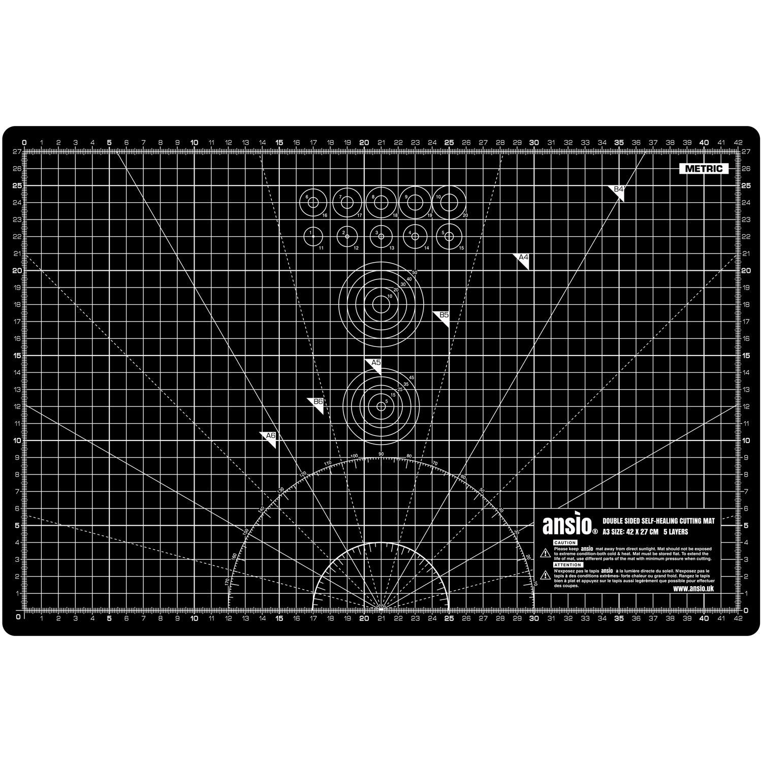 ANSIO Self Healing A3 Craft Cutting Mat - Double Sided, 5-Ply, 42cm x 27cm 4