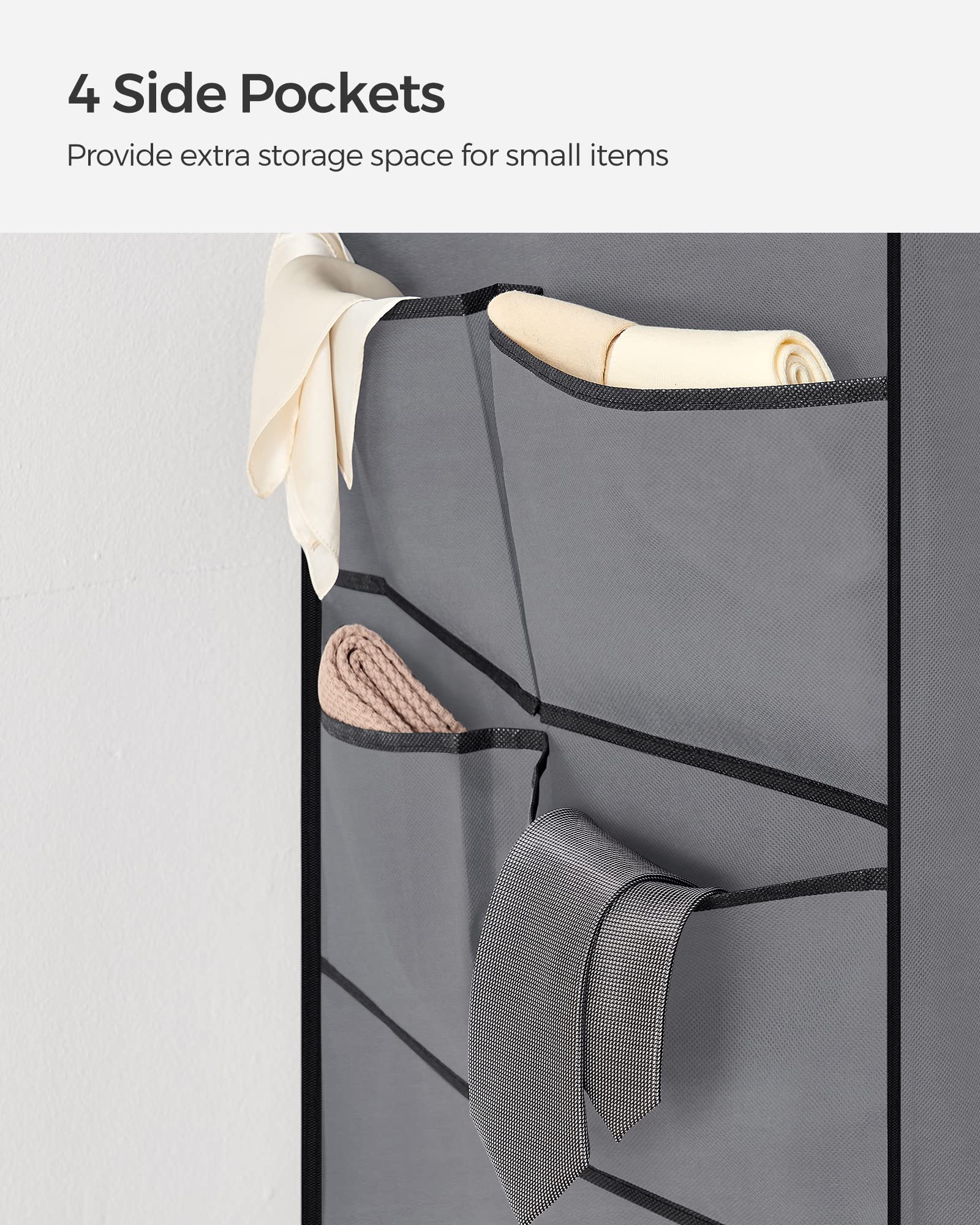 SONGMICS Portable Clothes Wardrobe - Grey | 127W x 45D x 176H cm | 2 Hanging Rods 8
