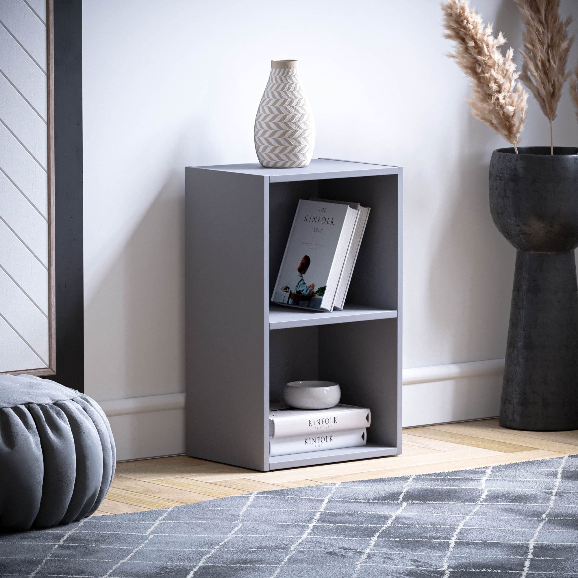 Vida Designs Oxford 2 Tier Cube Bookcase - Grey Wooden Shelving | H 54 x W 32 x D 24 Cm 6